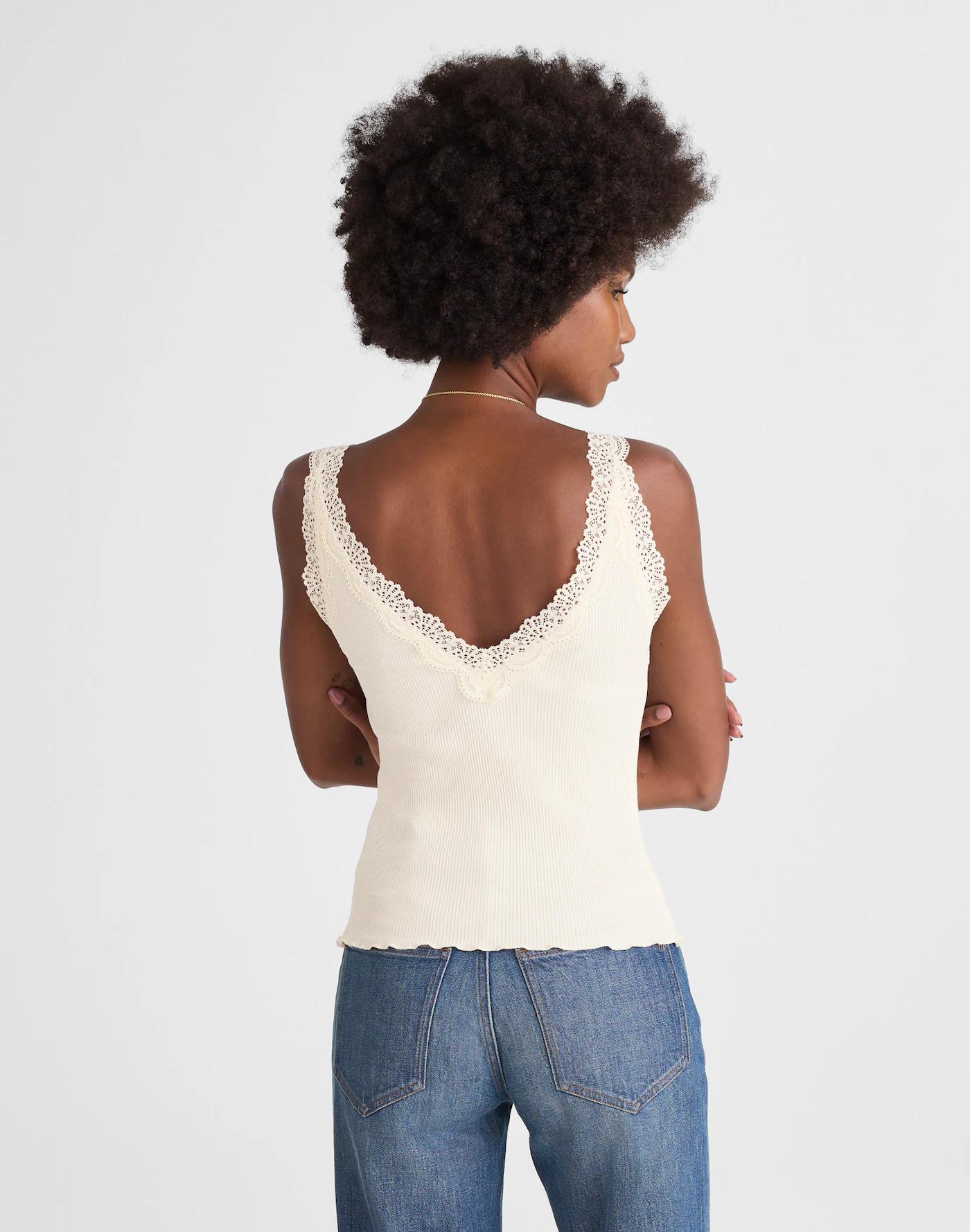 Lace-Trim V-Neck Tank Product Image