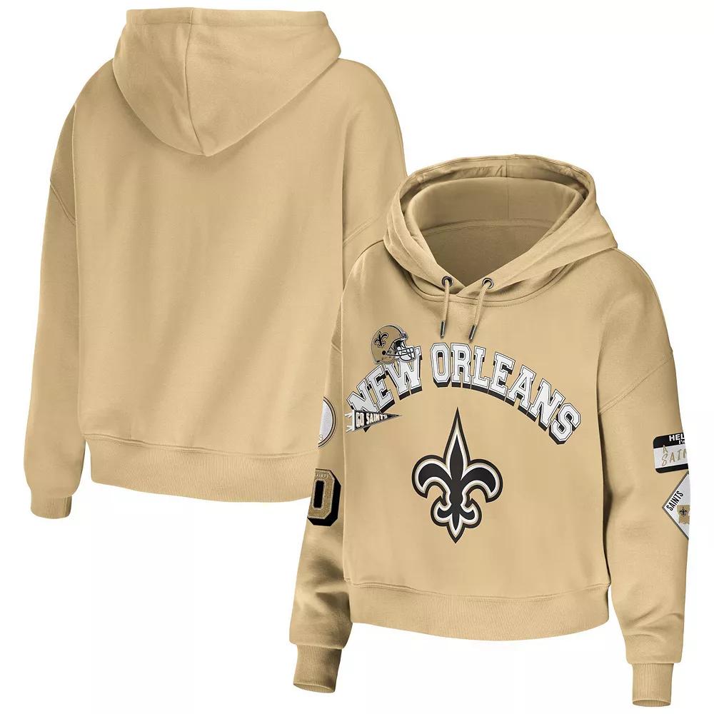 Women's WEAR by Erin Andrews Gold New Orleans Saints Plus Size Modest Cropped Pullover Hoodie, Size: 1XL Product Image
