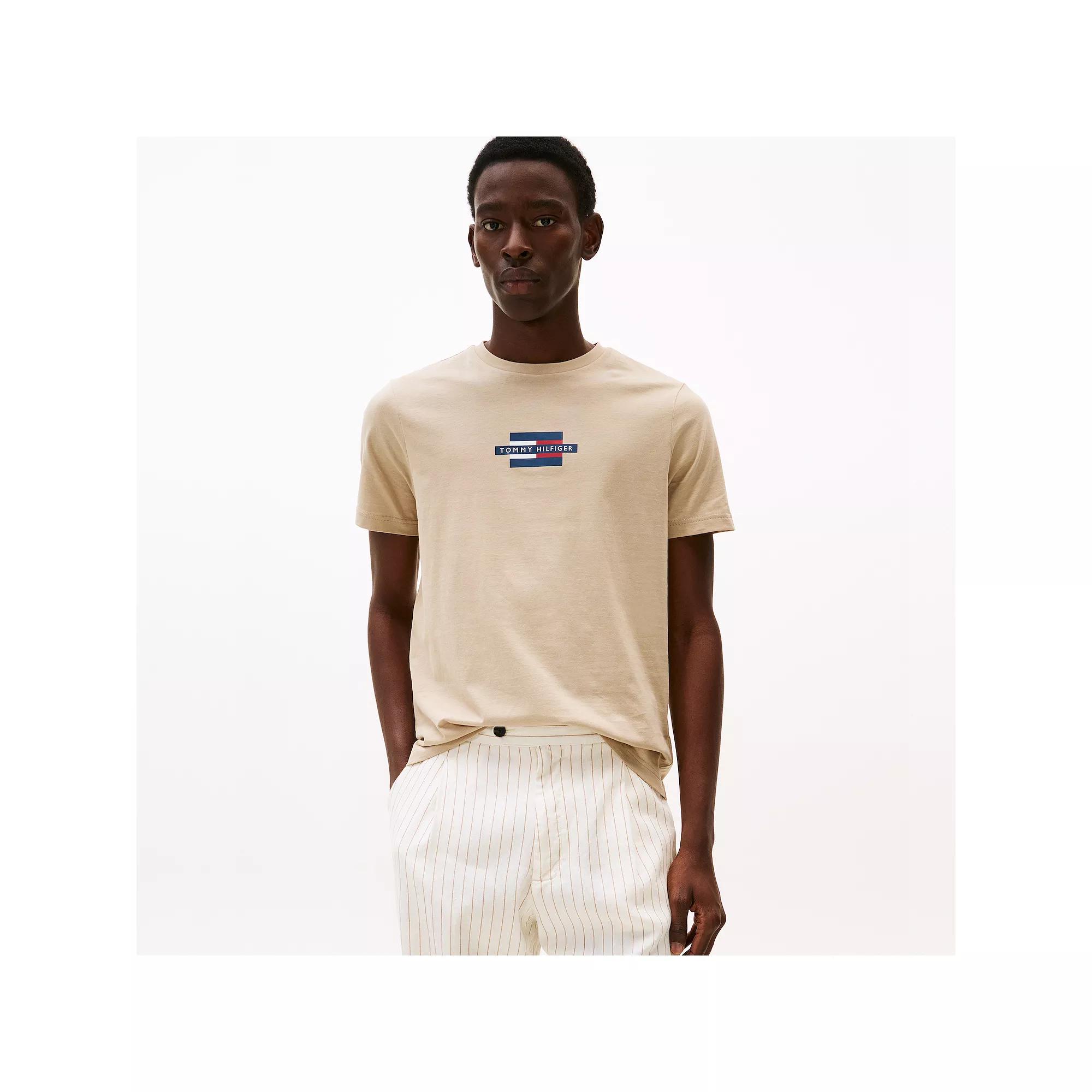 Men's Tommy Hilfiger Flag Box Graphic Tee, Size: Large, Sandalwood Product Image