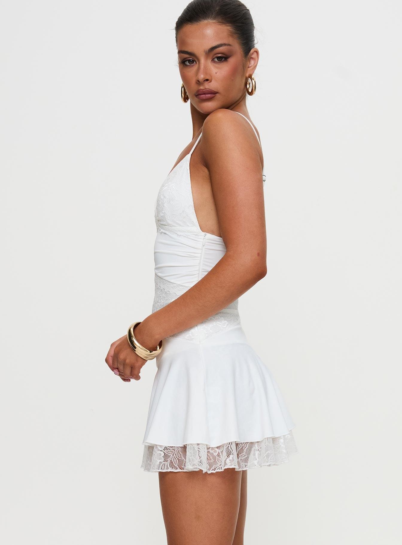 Love Is Alive Lace Mini Dress White Product Image