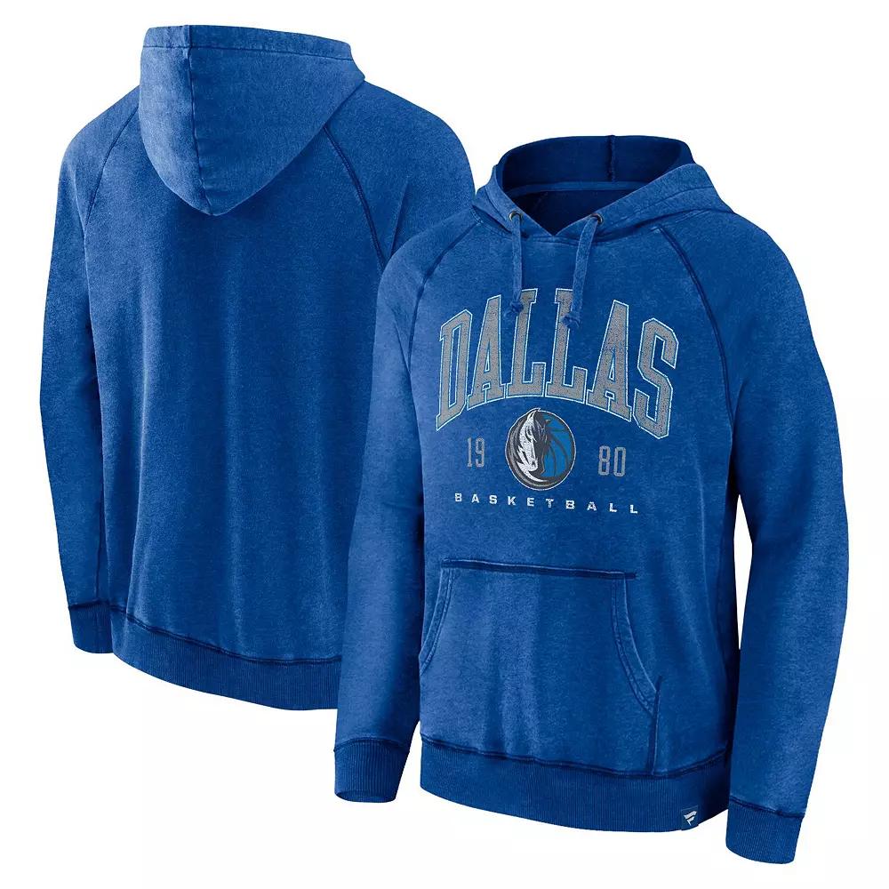 Men's Fanatics Branded Heather Blue Dallas Mavericks Foul Trouble Snow Wash Raglan Pullover Hoodie, Size: Large, Team Product Image