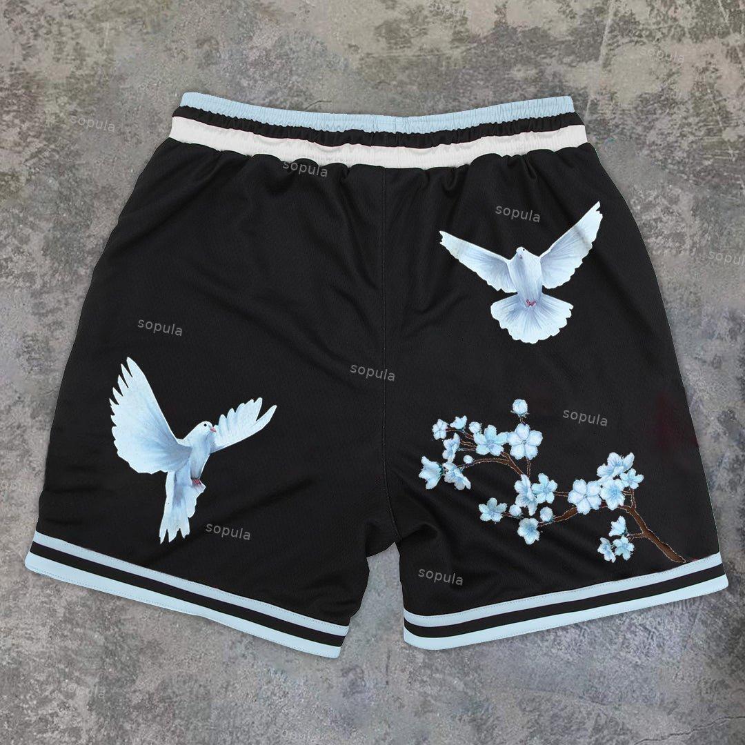 Sopula Vintage Dove Print Casual Art Shorts Product Image