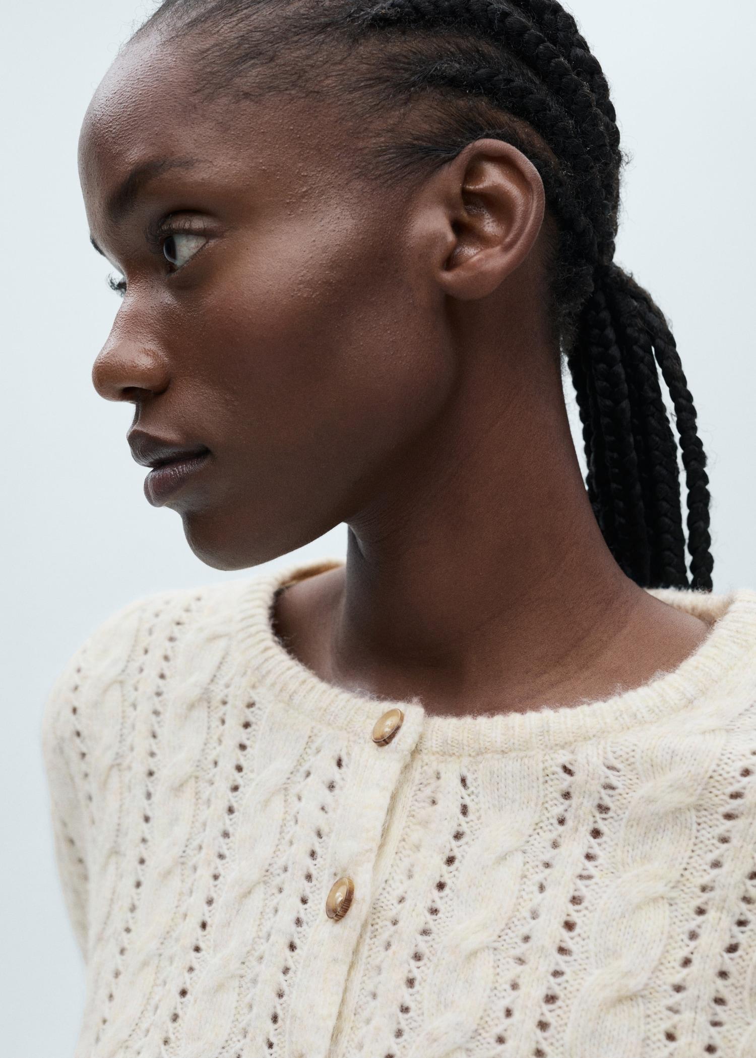 Braided cardigan with openwork details - Women | MANGO USA Product Image