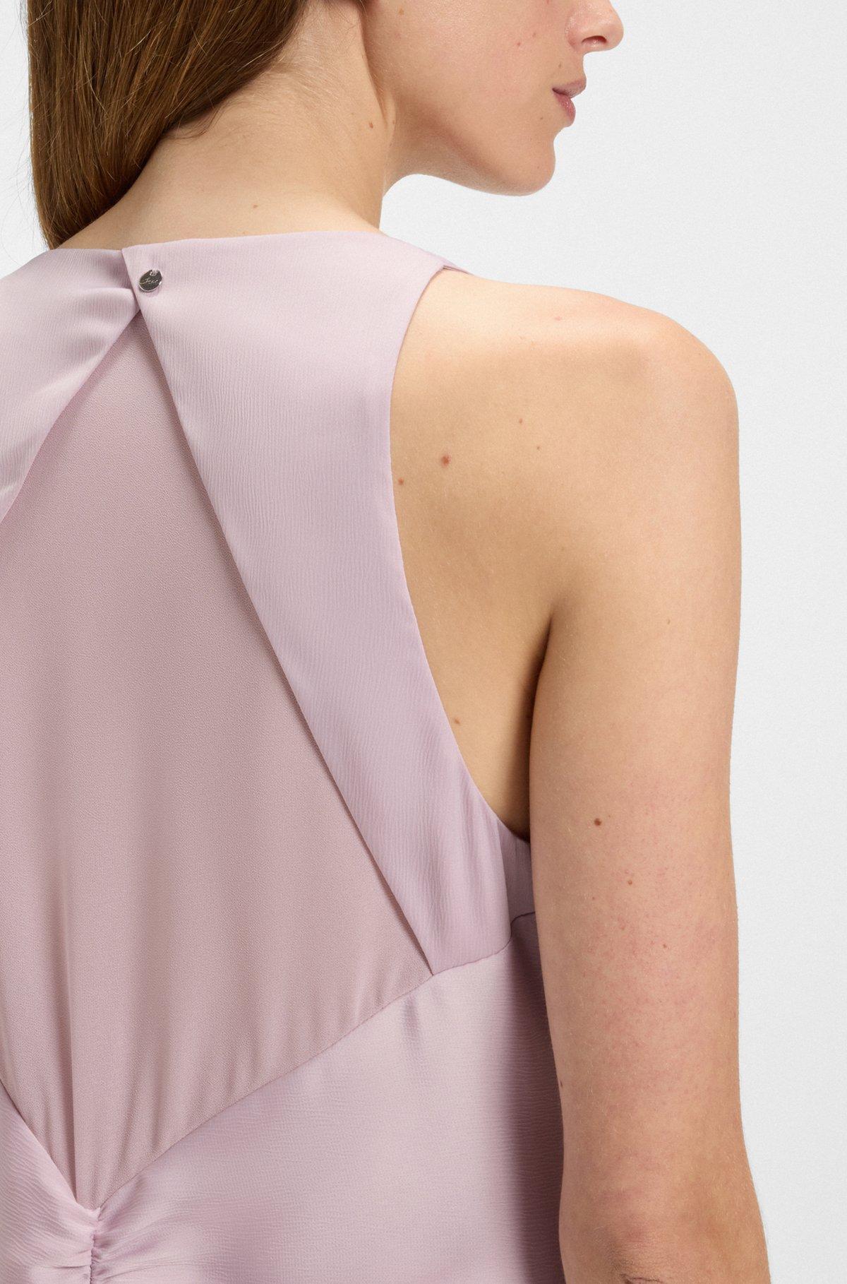 BOSS - Crinkle-satin dress with gathered front - Light Purple Product Image