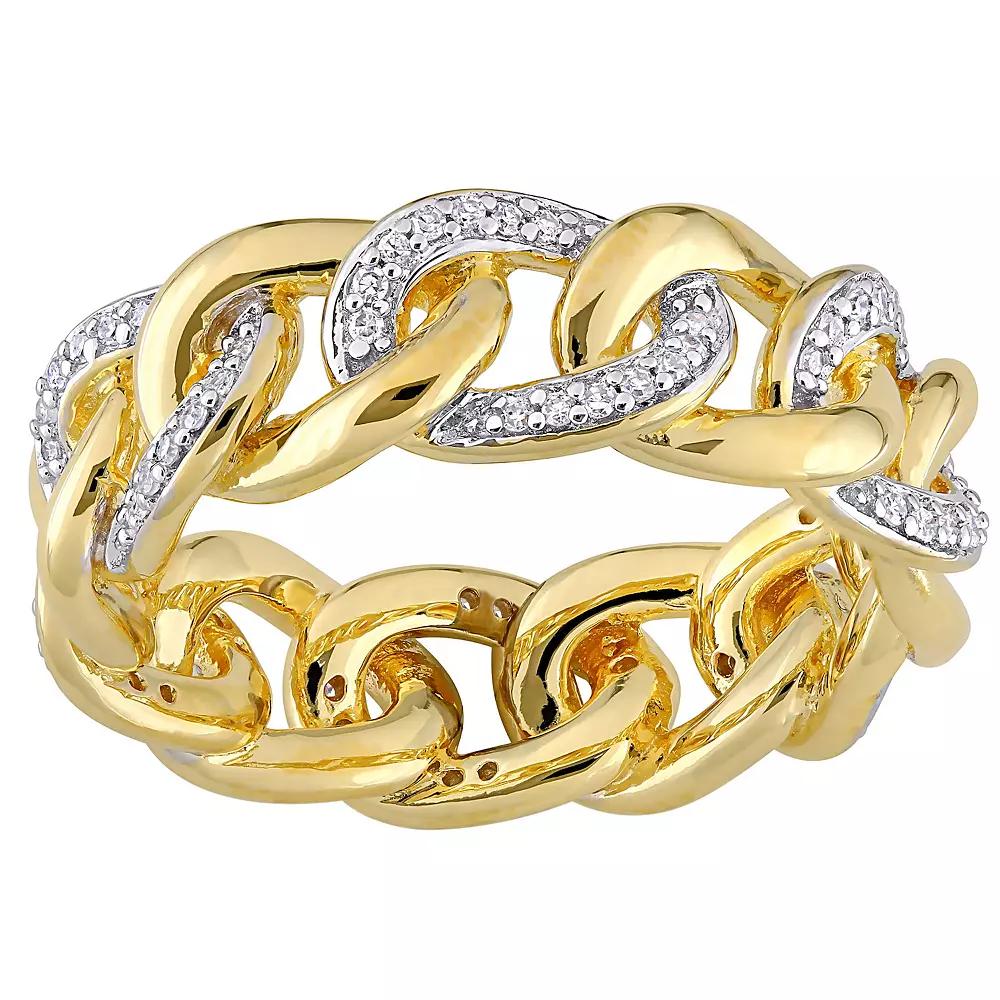 Stella Grace 18k Gold Over Silver 1/4 Carat T.W. Diamond Chain Ring, Women's, Size: 5, Gold Tone Product Image