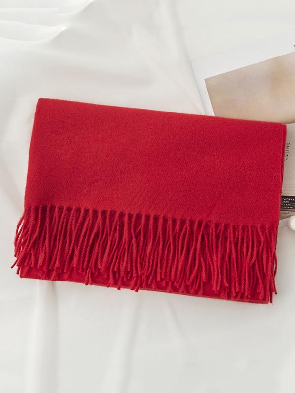 Keep Warm Solid Color Tasseled Shawl&Scarf Product Image