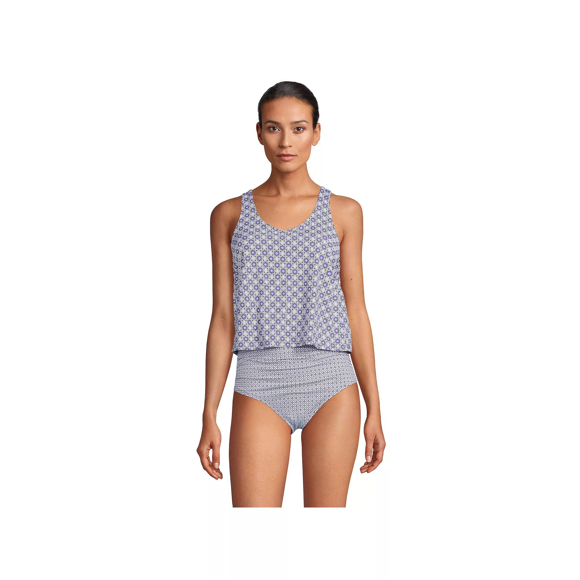 Women's Lands' End Chlorine Resistant V-neck One-Piece Fauxkini Swimsuit,  Product Image