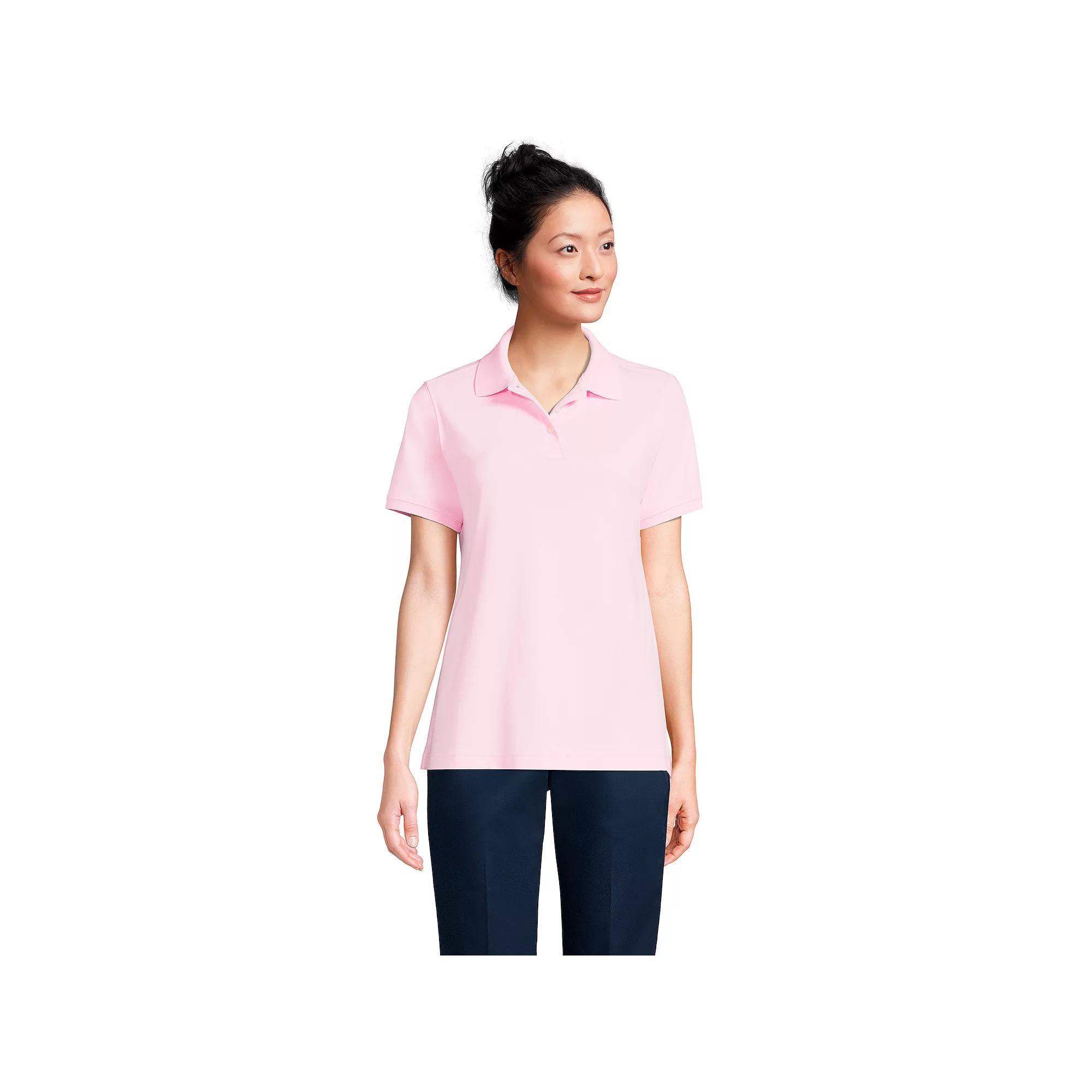 Women's Tall Lands' End School Uniform Short Sleeve Interlock Polo,  Product Image