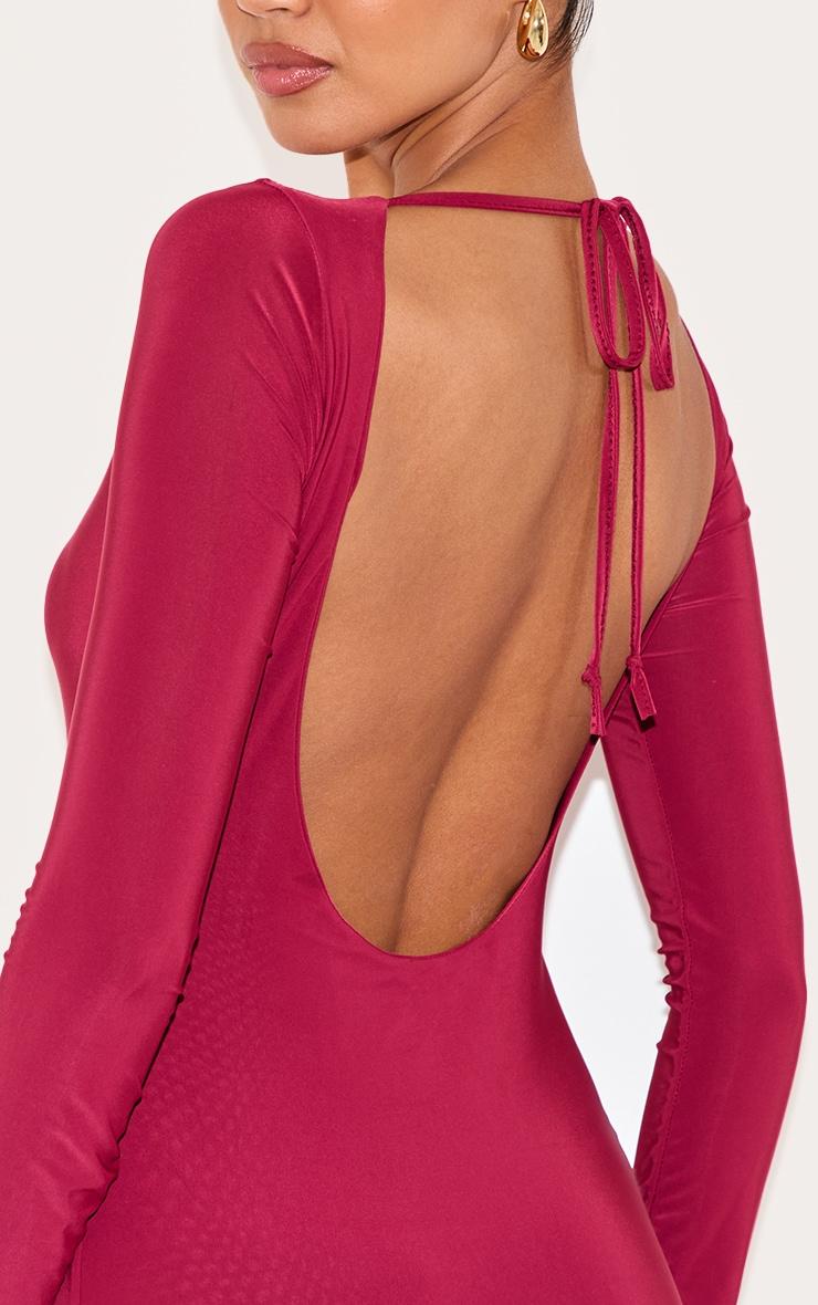 Wine Double Layer Slinky Maxi Dress Product Image