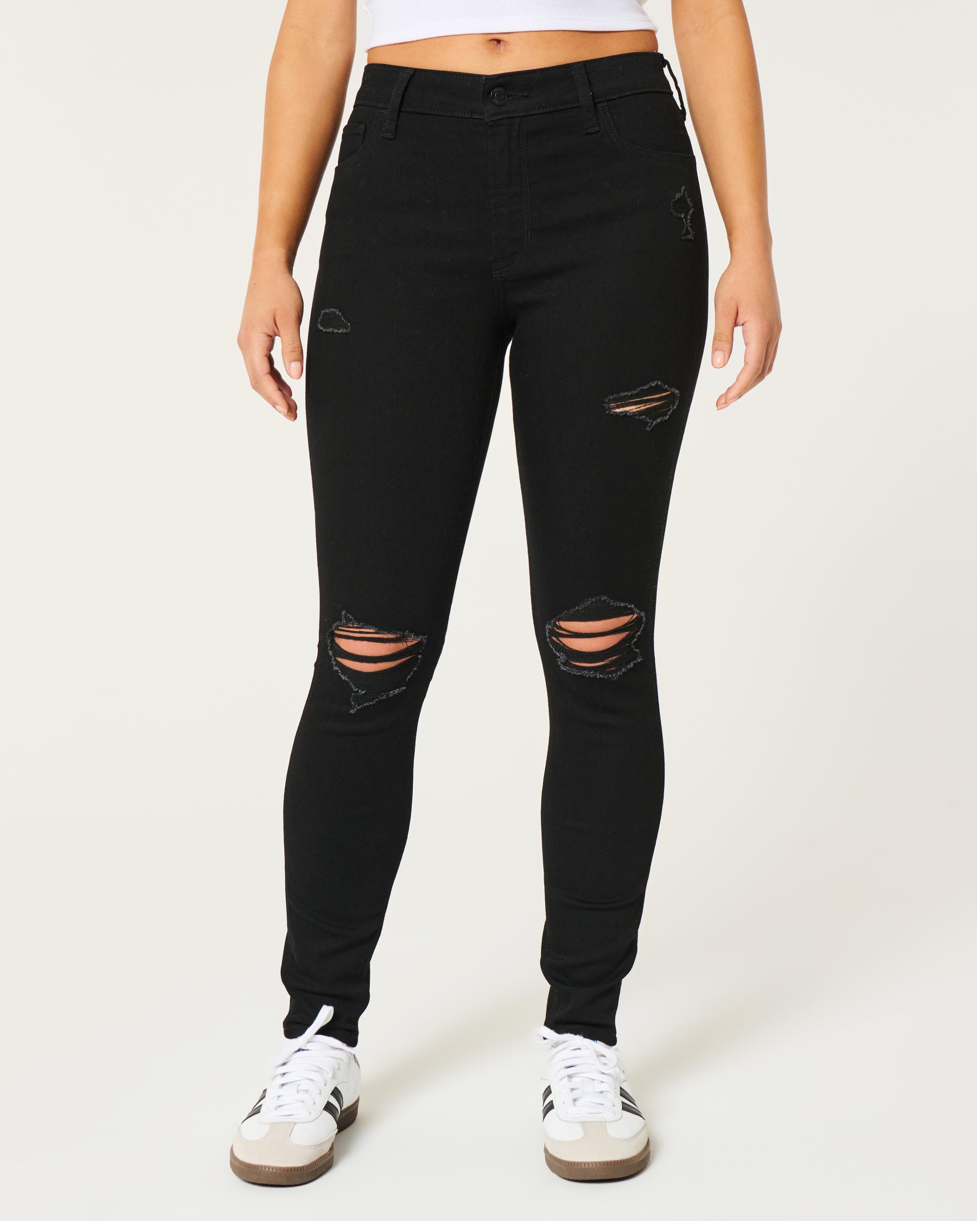 High-Rise Ripped Black Super Skinny Jeans Product Image