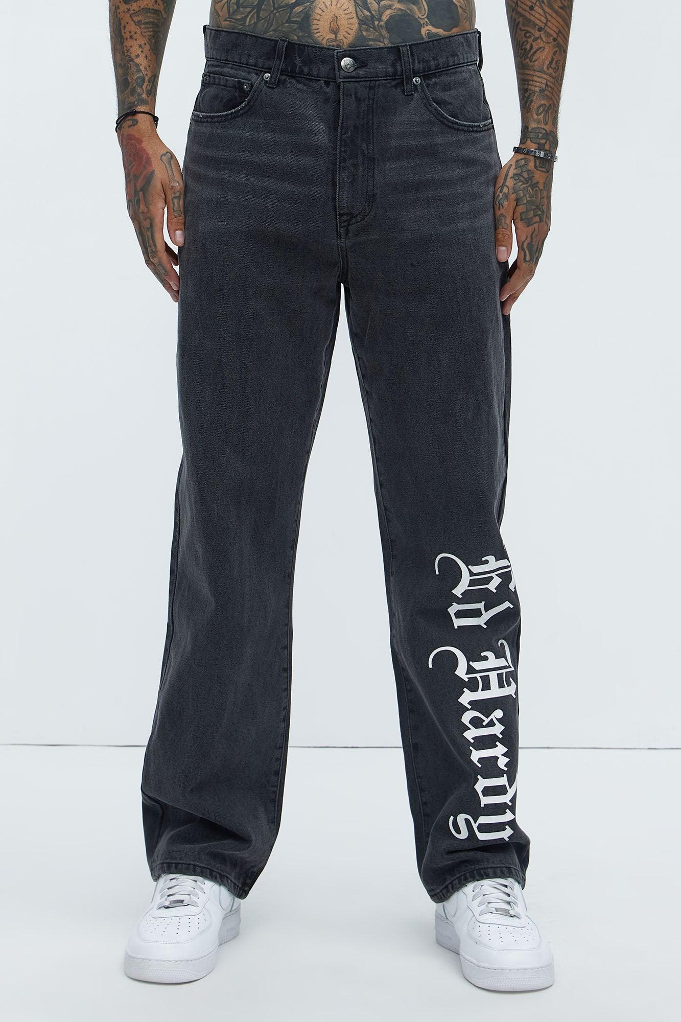 Ed Hardy Relaxed Panther Wings Jeans - Black Product Image