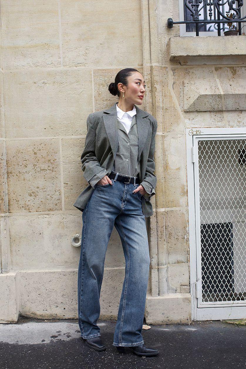 Straight High Waist Jeans Grey Product Image