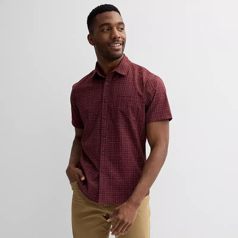 Men's FLX Performance Untucked-Fit Short Sleeve Button Down Shirt, Size: Small, Blue Water Product Image