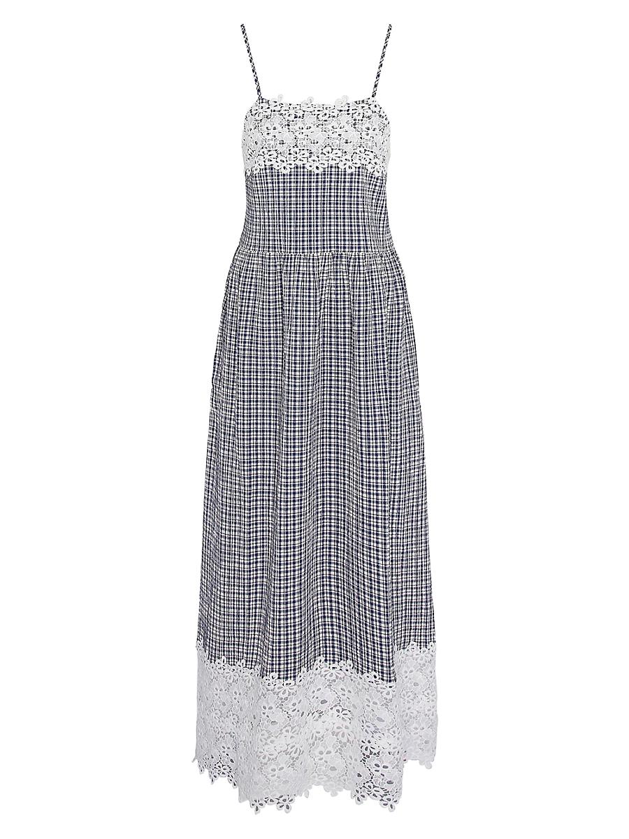Womens Glamis Seersucker & Lace Maxi Dress Product Image