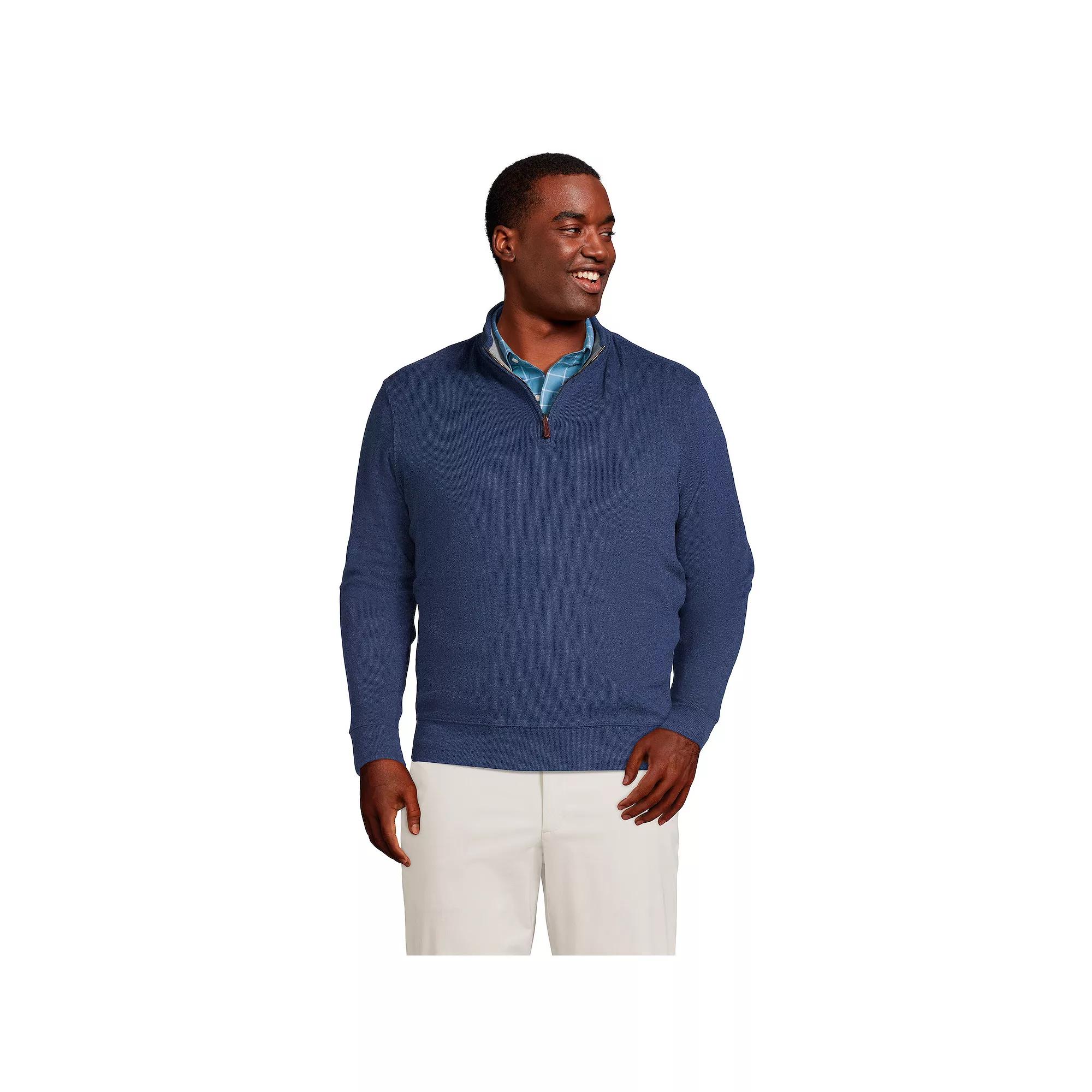 Big & Tall Lands' End Bedford Regular-Fit Rib Quarter-Zip Sweater, Men's,  Product Image