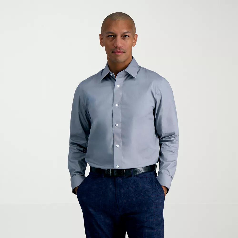 Men's Haggar® Premium Comfort Slim Fit Wrinkle Resistant Dress Shirt, Size: 18.5-34/35, Gray Solid Product Image
