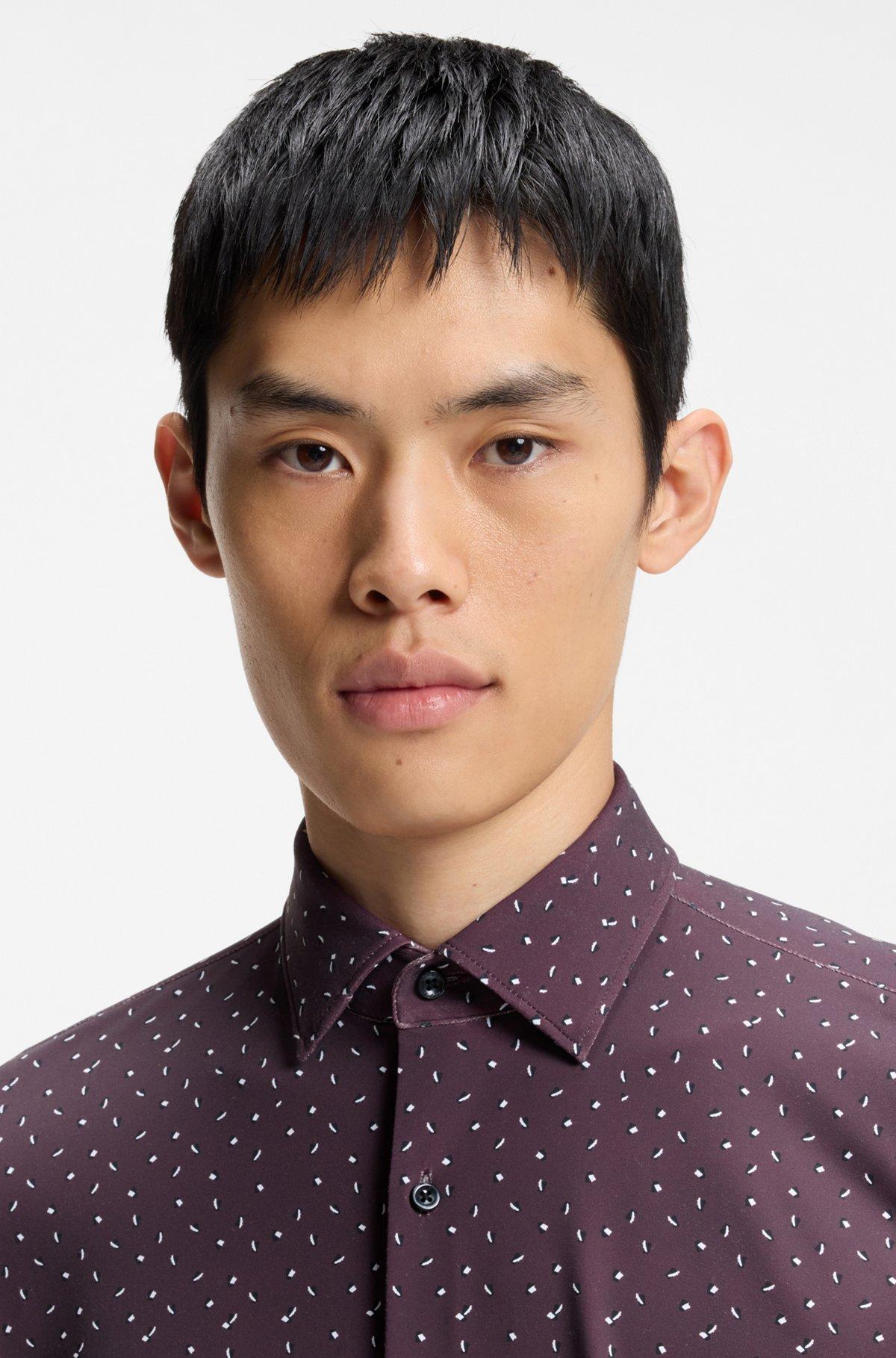Printed slim-fit shirt in performance-stretch jersey Product Image