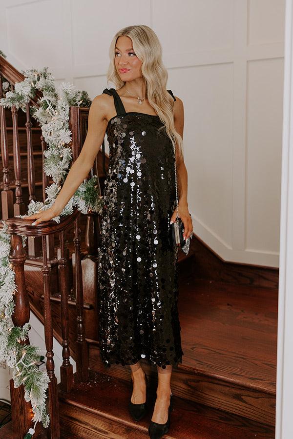 Full Of Glam Sequin Midi in Black Product Image