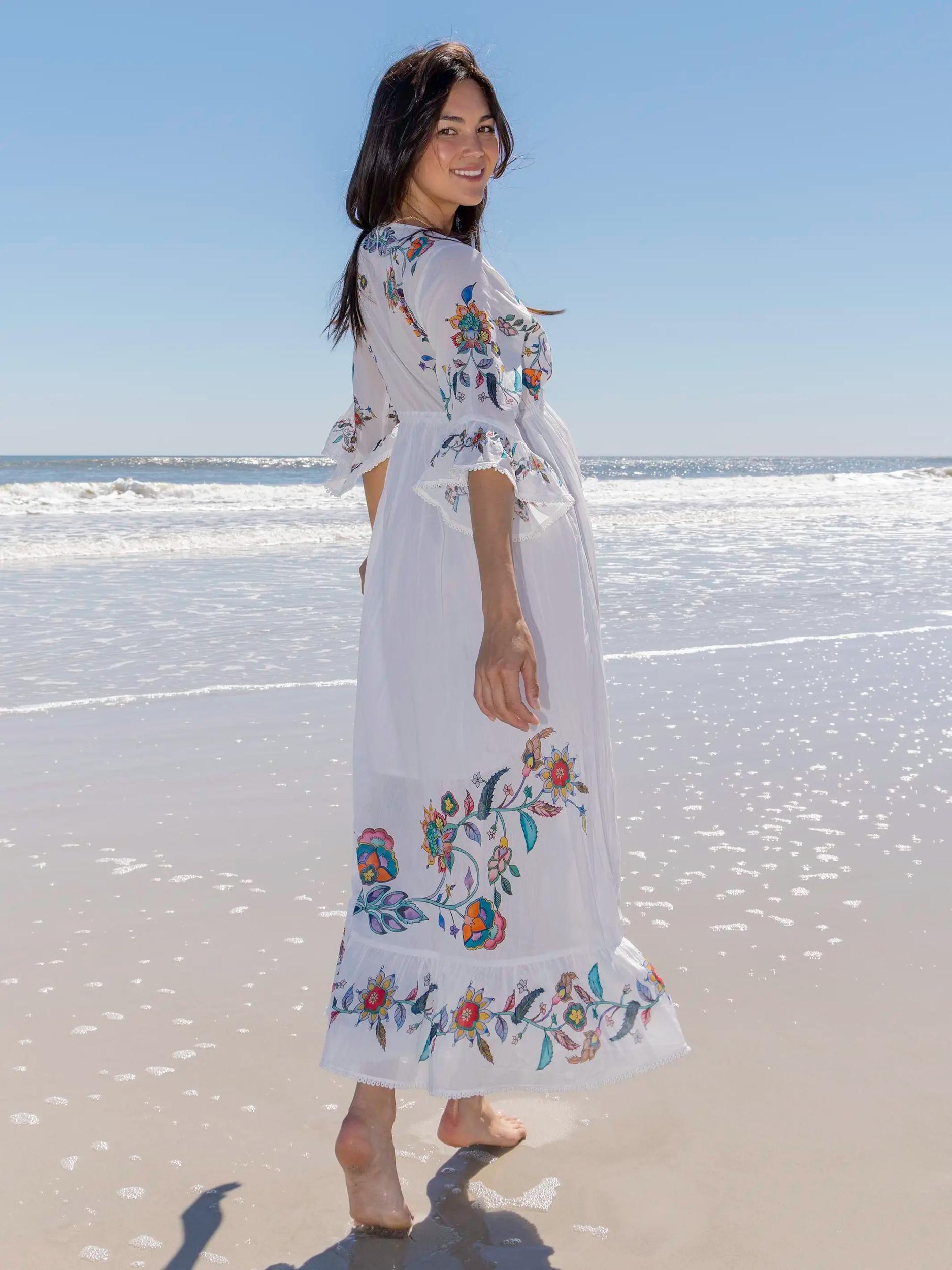 Capri Cotton Maxi Dress - White Product Image