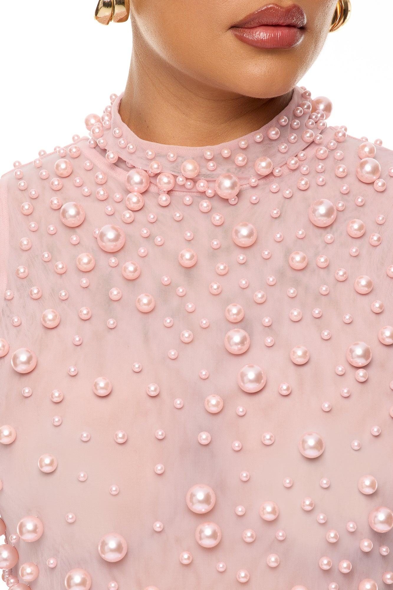 Pure Bliss Sheer Pearl Bodysuit - Light Pink Female Product Image