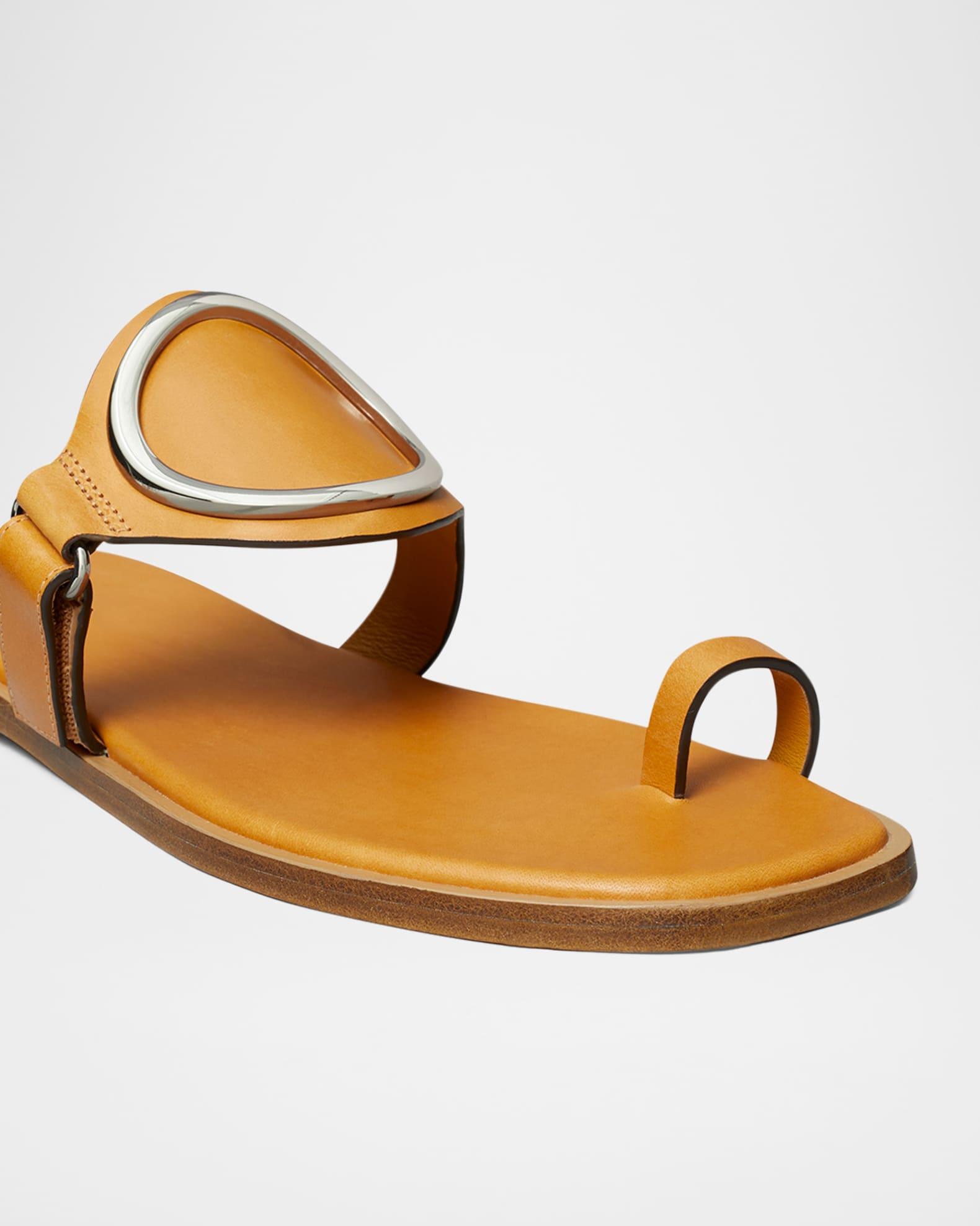 Leather Ring Flat Slide Sandals Product Image