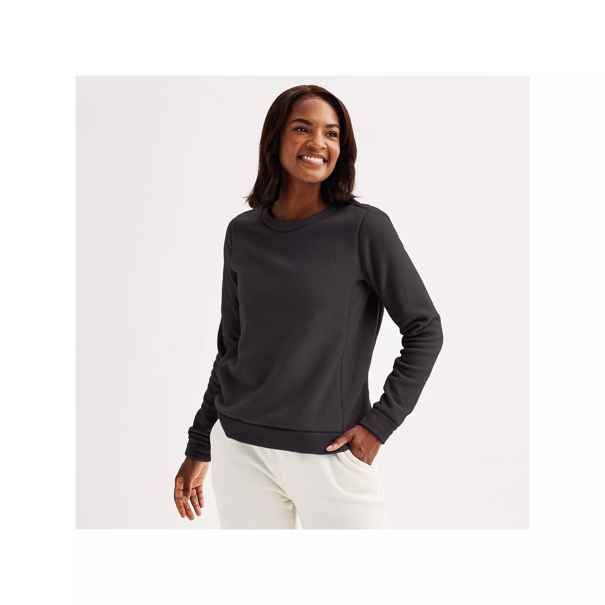 Women's Tek Gear® Micro Fleece Crewneck Sweatshirt, Size: XXL, Mineral Black Product Image