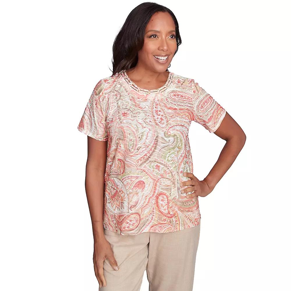 Women's Alfred Dunner Double-Knotted Paisley Top,  Product Image