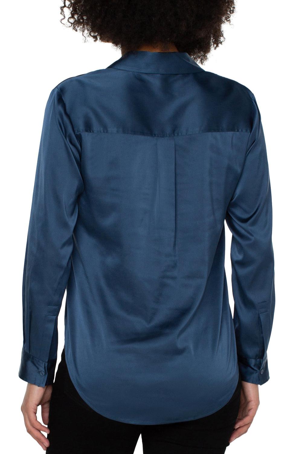 Button Up Woven Blouse - Shibari Blue Product Image