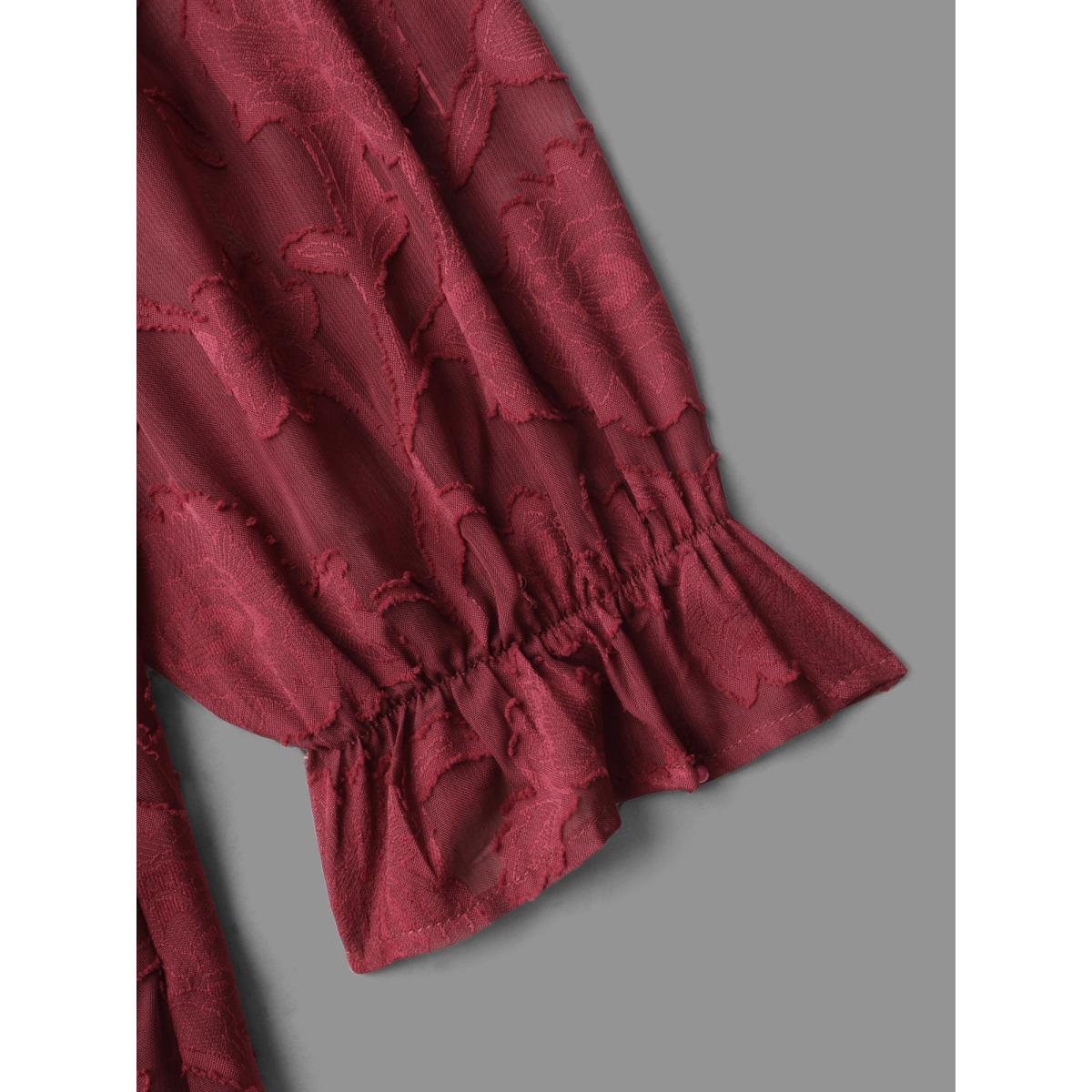 Plus Size Jacquard Texture Square Neck Midi Dress Burgundy Women Elegant Texture Party Curvy Bloomchic 22-24/3X Product Image