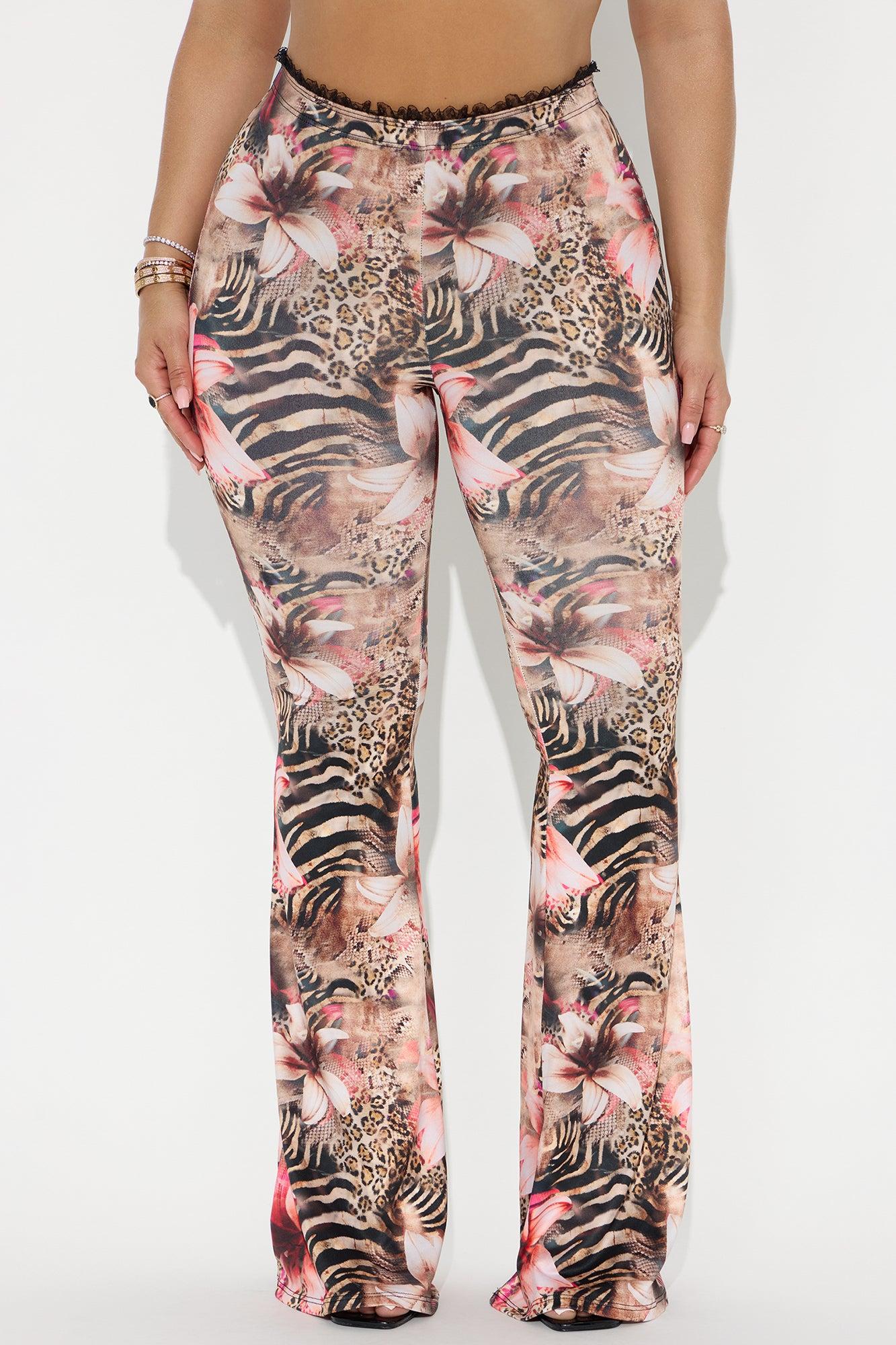 Feline Behavior Leopard Flare Pant - Mocha/combo Product Image