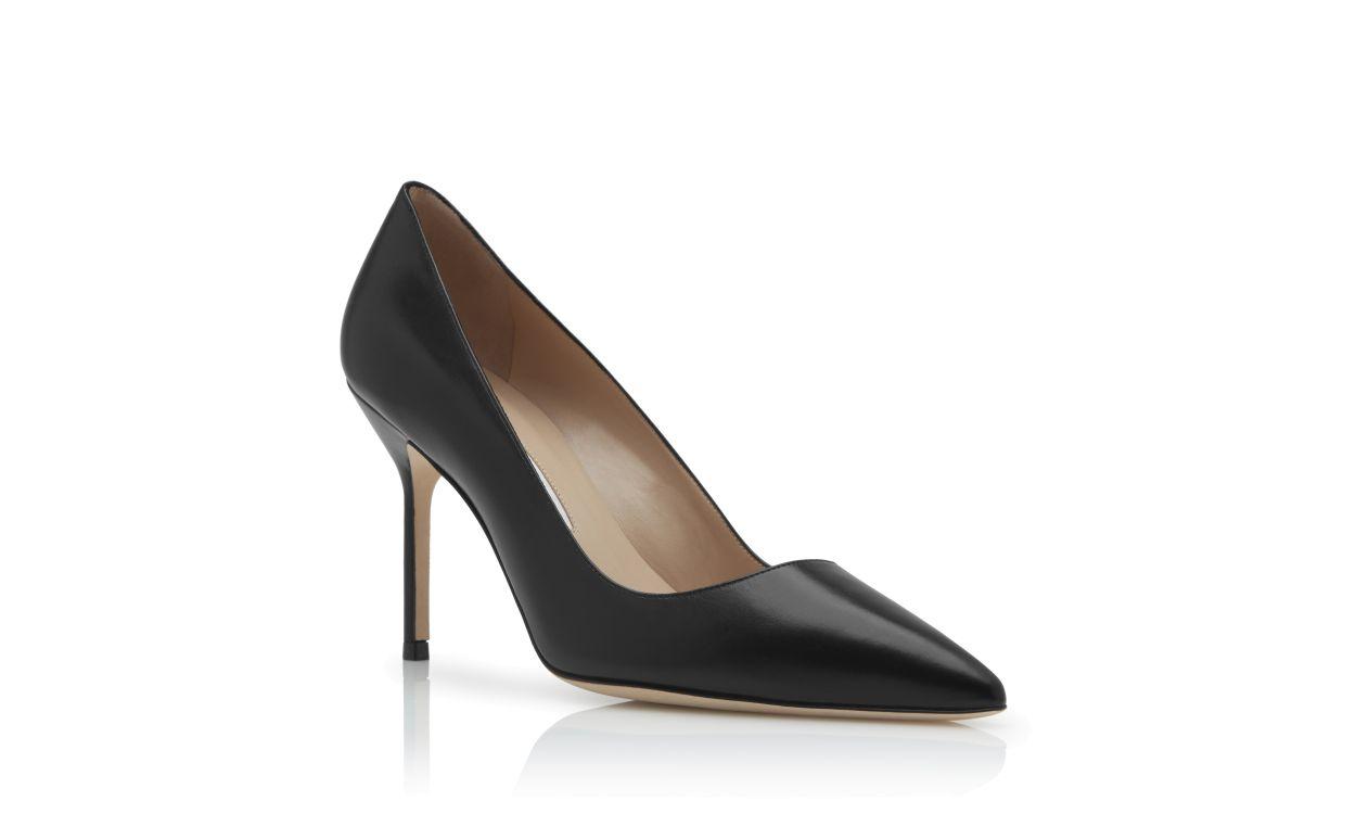 BB CALF 90 Black Calf Leather Pointed Toe Pumps Product Image