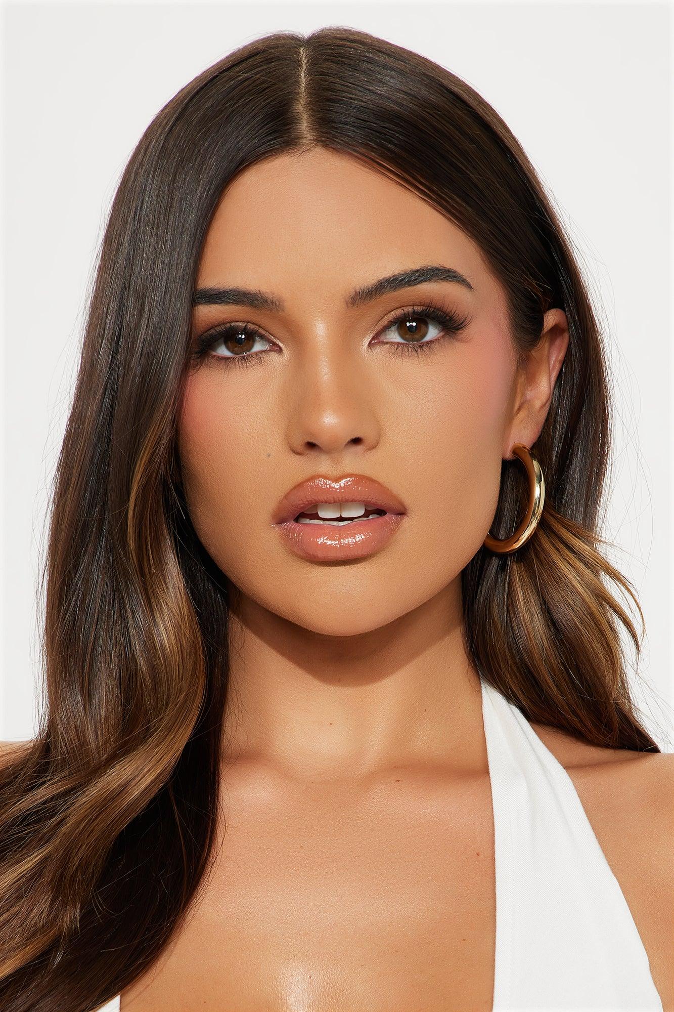 Delicate Vine Hoop Earrings - Gold Product Image