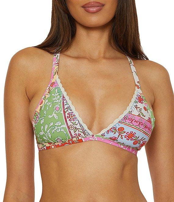 Lucky Brand Seville Color Block Printed Over The Shoulder Swim Top Product Image