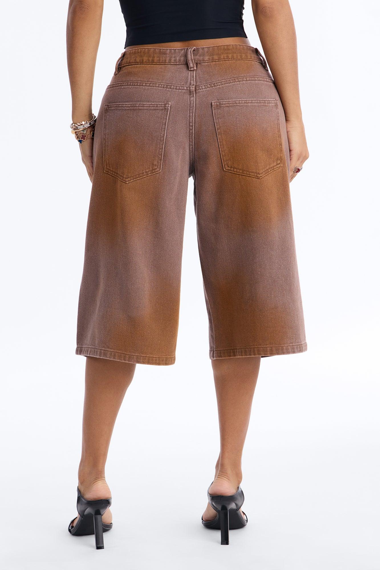 Can't Be Saved Washed Twill Bermuda Short - Brown Female Product Image