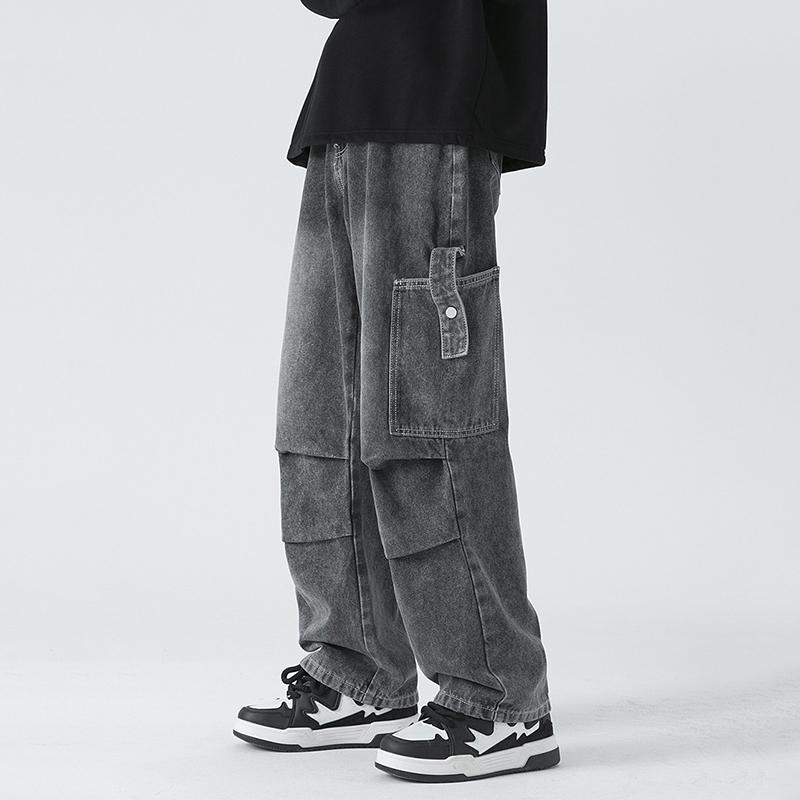 Sopula Men's Mud Yellow Washed Retro Street Work Jeans Product Image