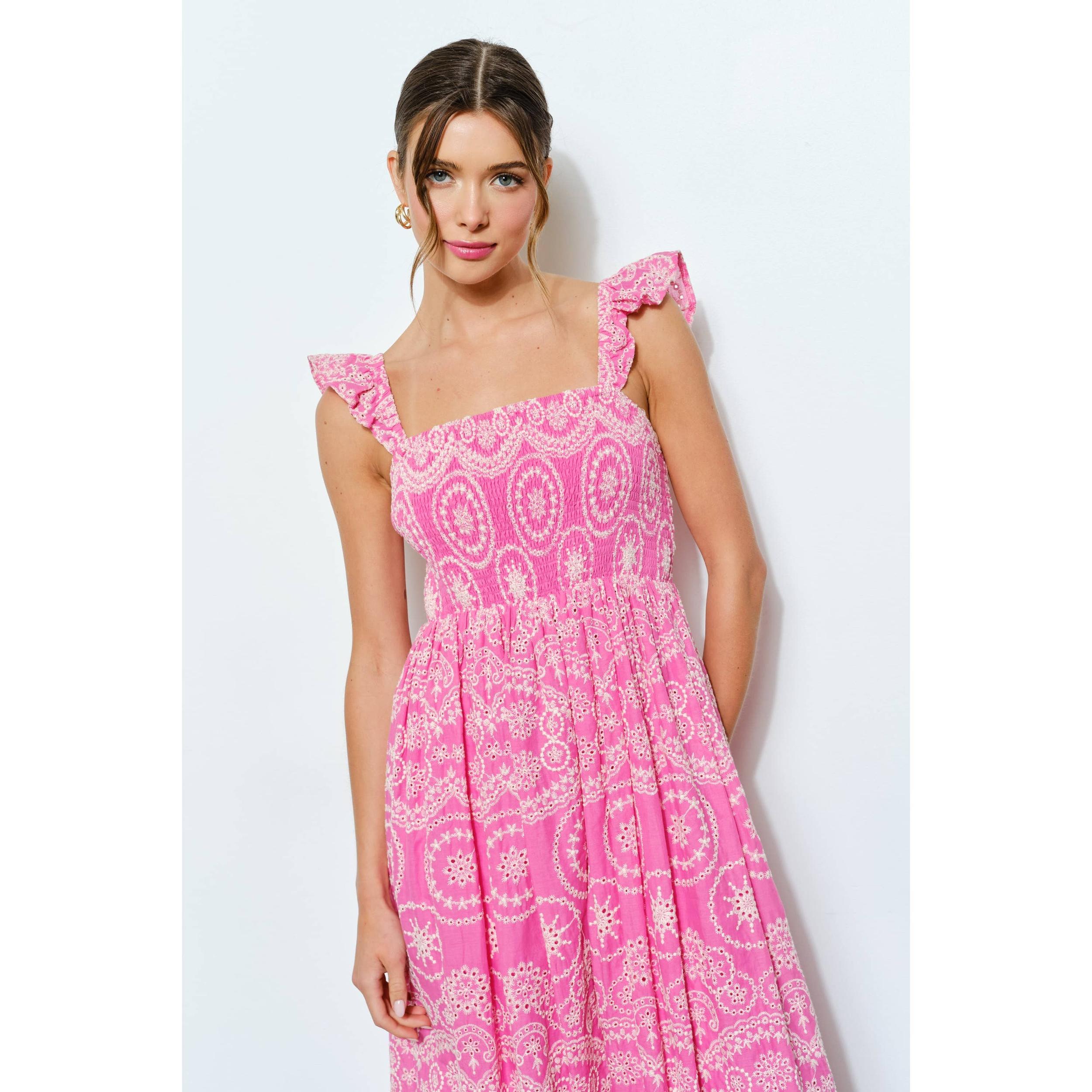 Alessia Eyelet Midi Dress Product Image