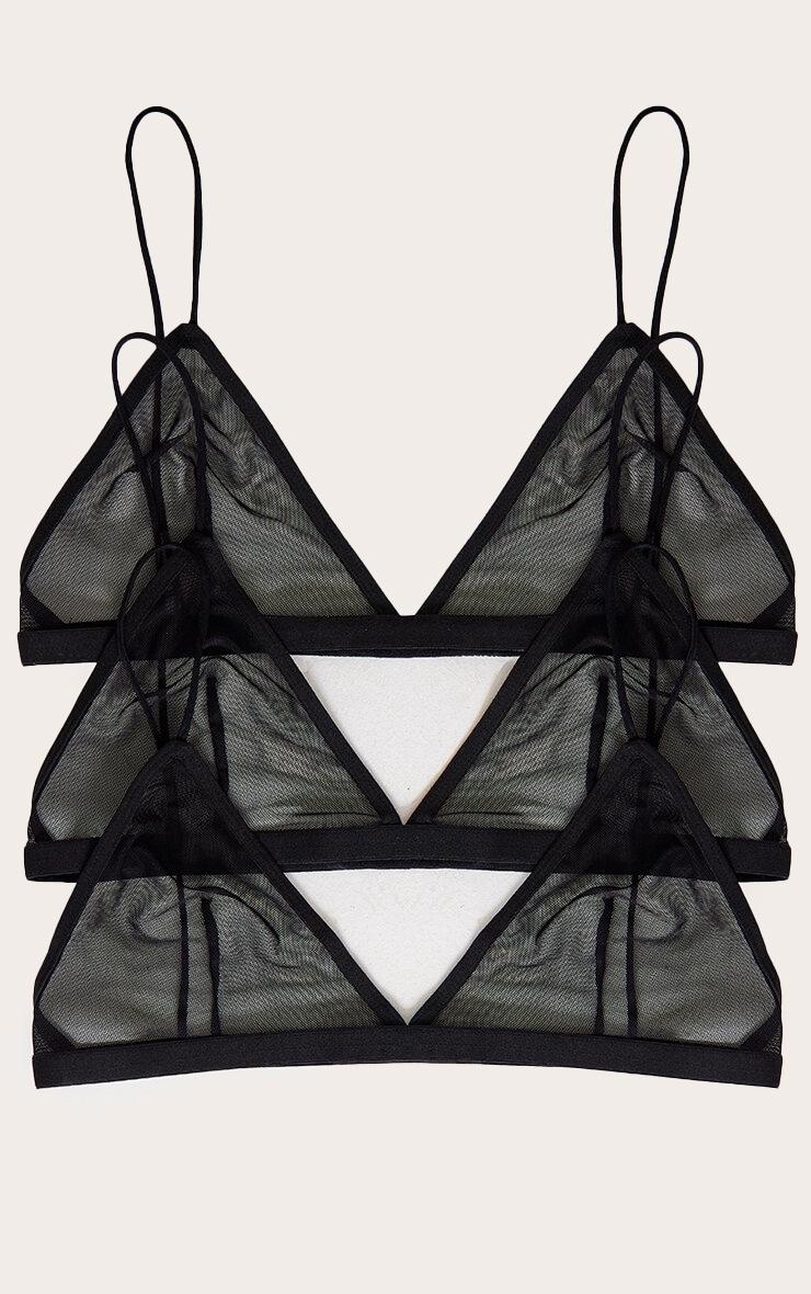 Black Mesh Pack of 3 Basic Triangle Bra Product Image