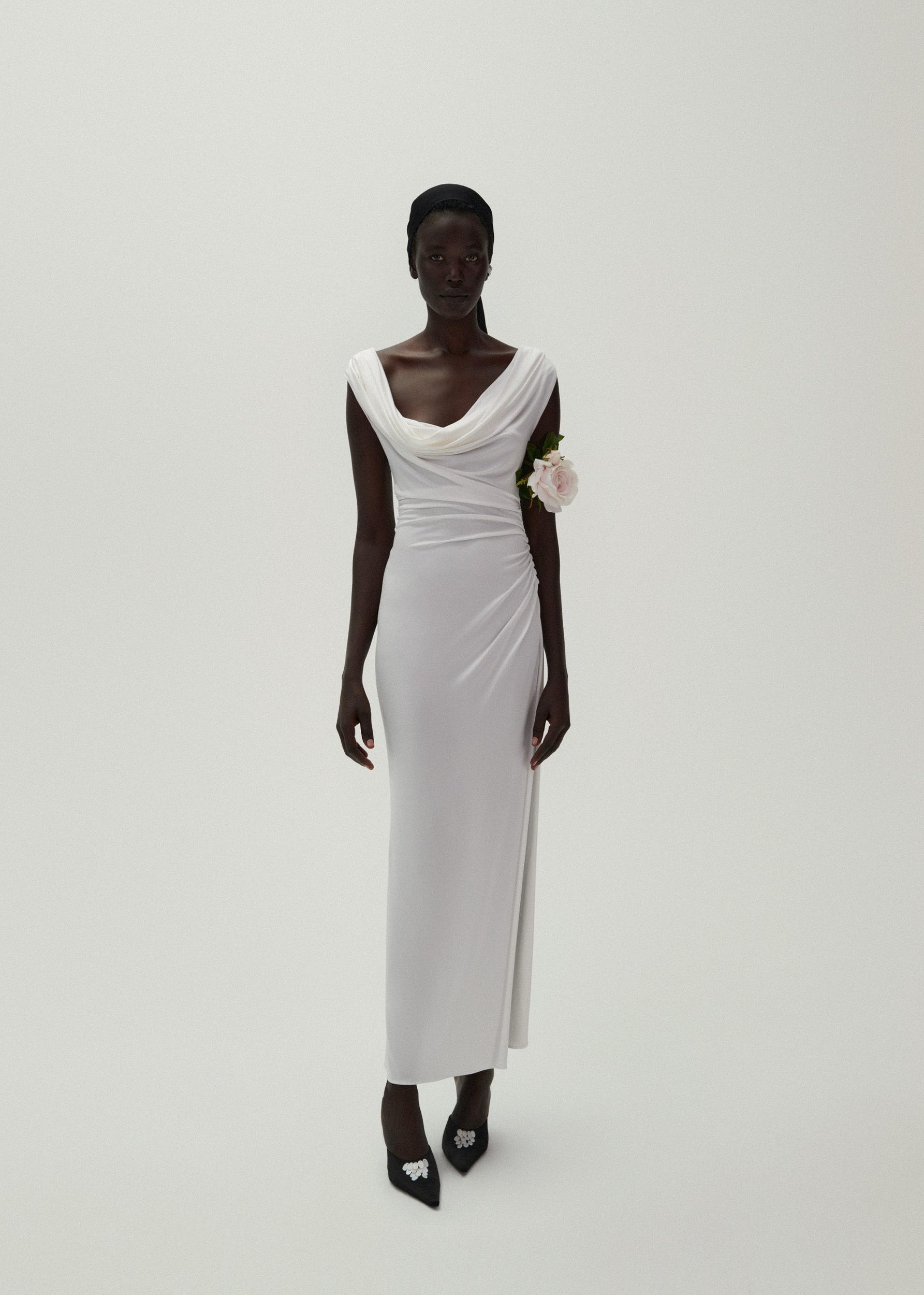 Drop waist jersey tank dress in white Product Image