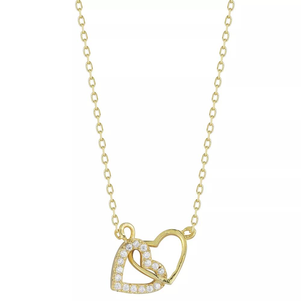 Sunkissed Sterling Sterling Silver Cubic Zirconia Linked Hearts Necklace, Women's, Size: 18", Gold Tone Product Image