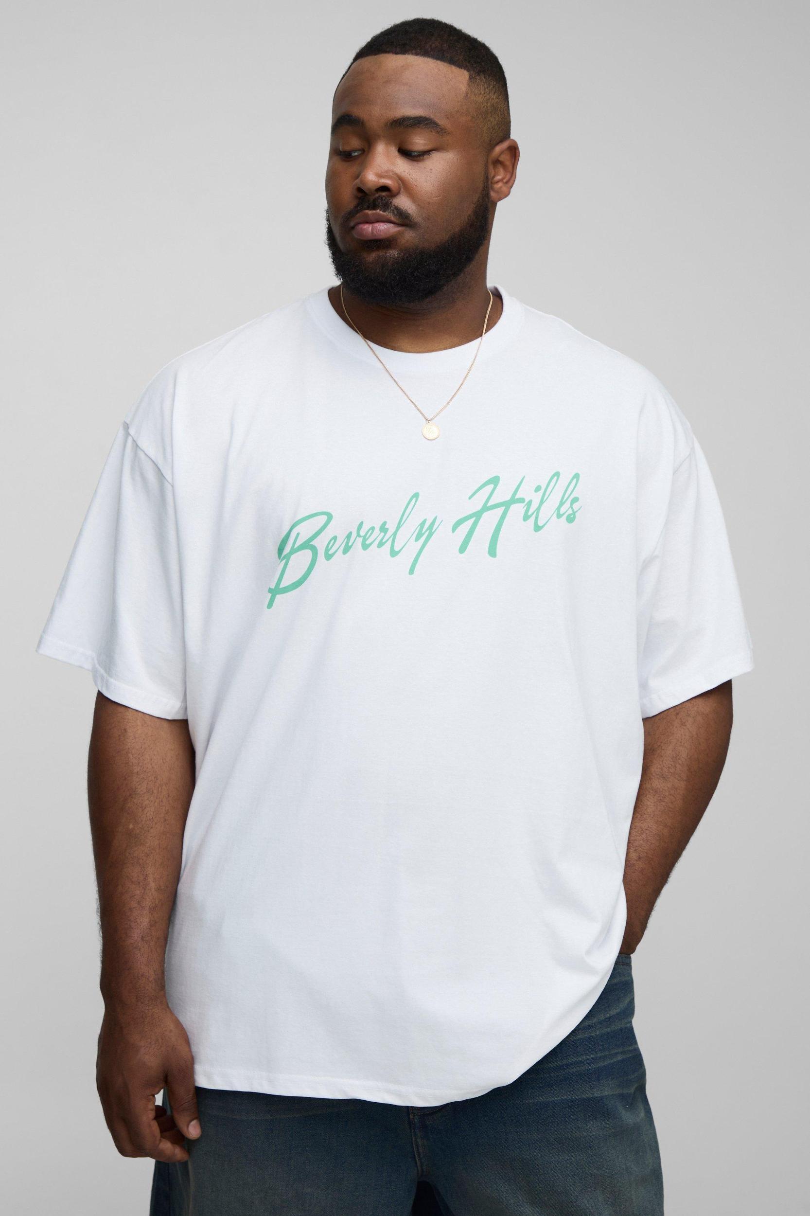 Plus Oversized Beverly Hills Palm Print T-Shirt | boohooMAN USA Product Image