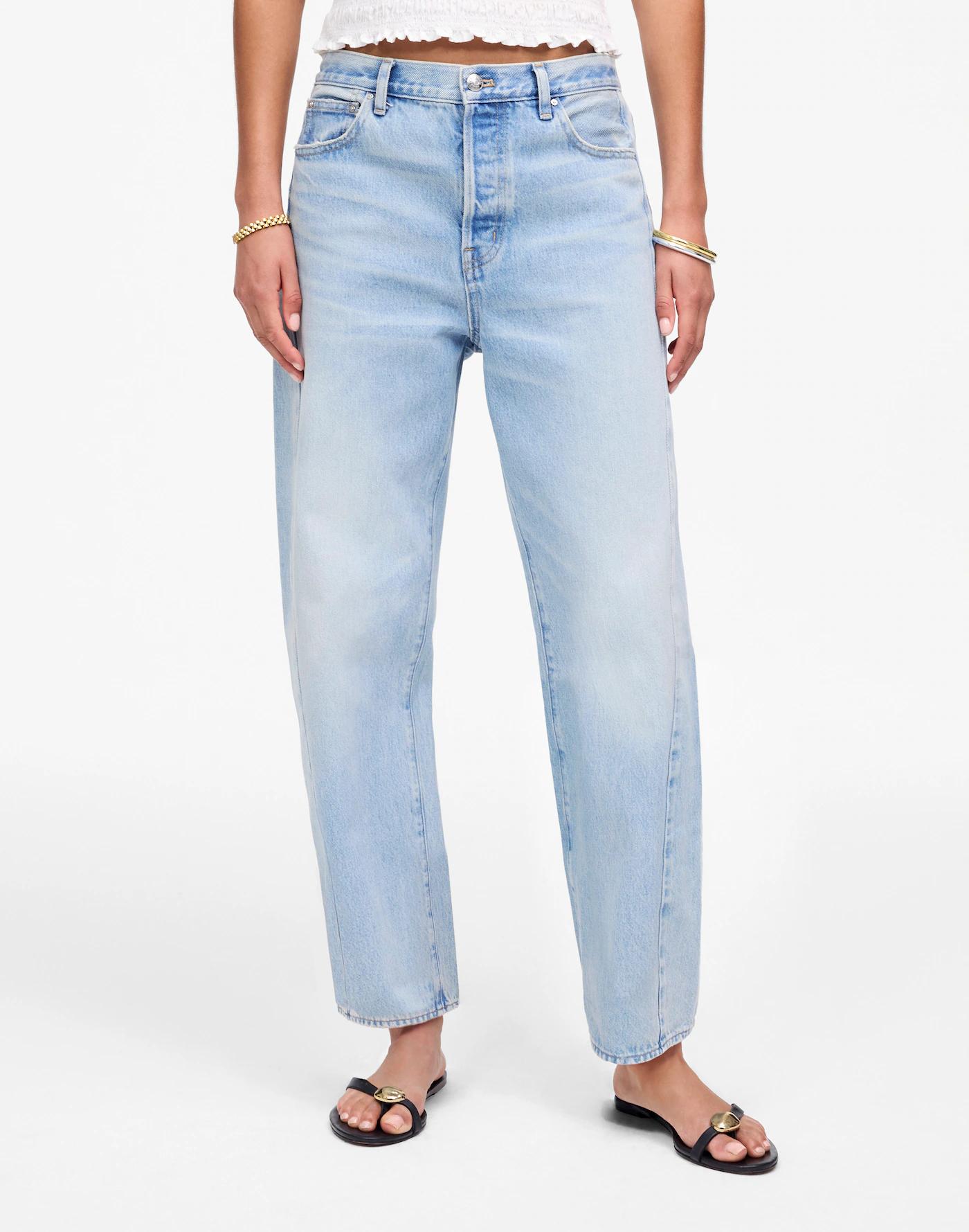 Pieced Barrel-Leg Jeans Product Image
