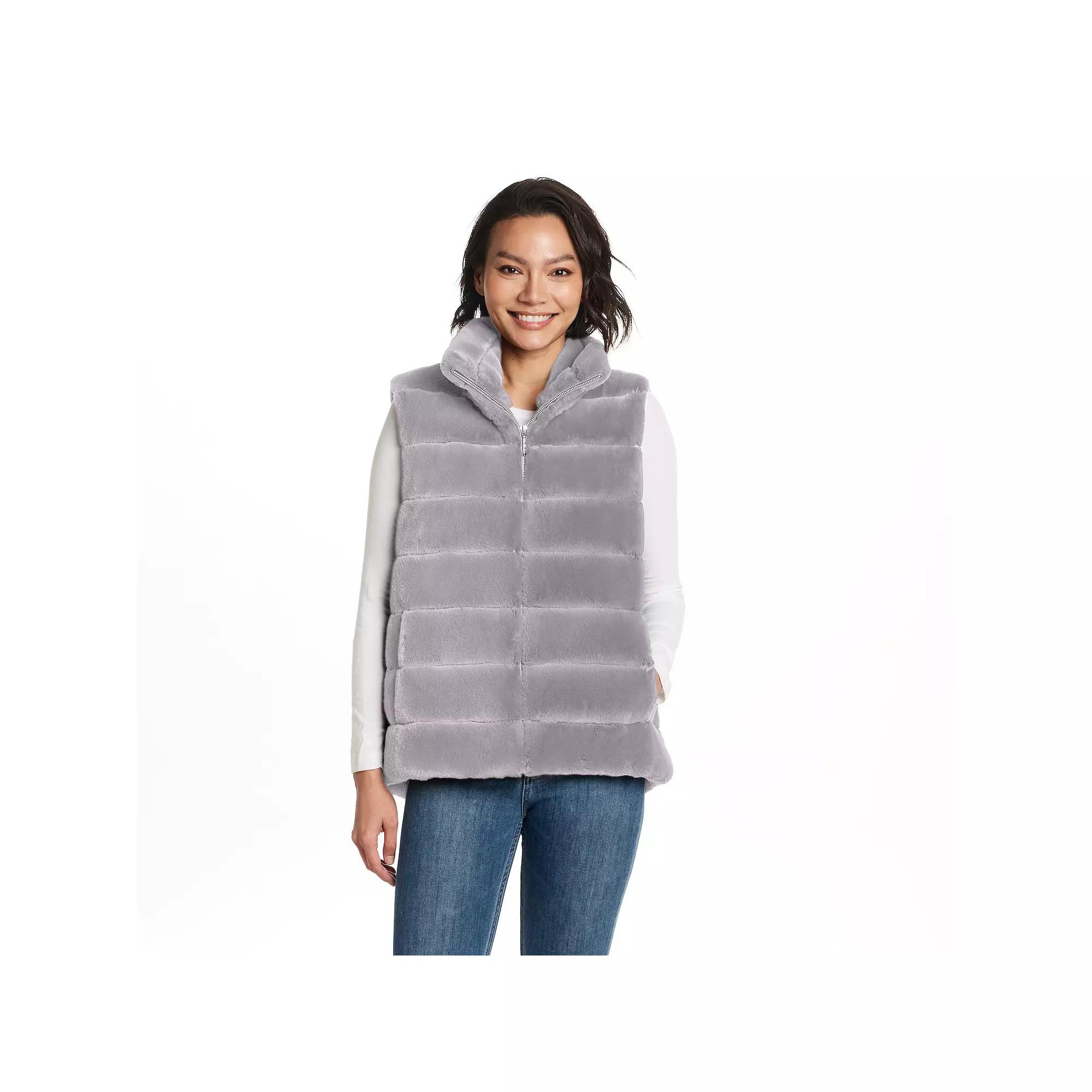 Women's Weathercast Zip Front Faux Fur Vest,  Product Image