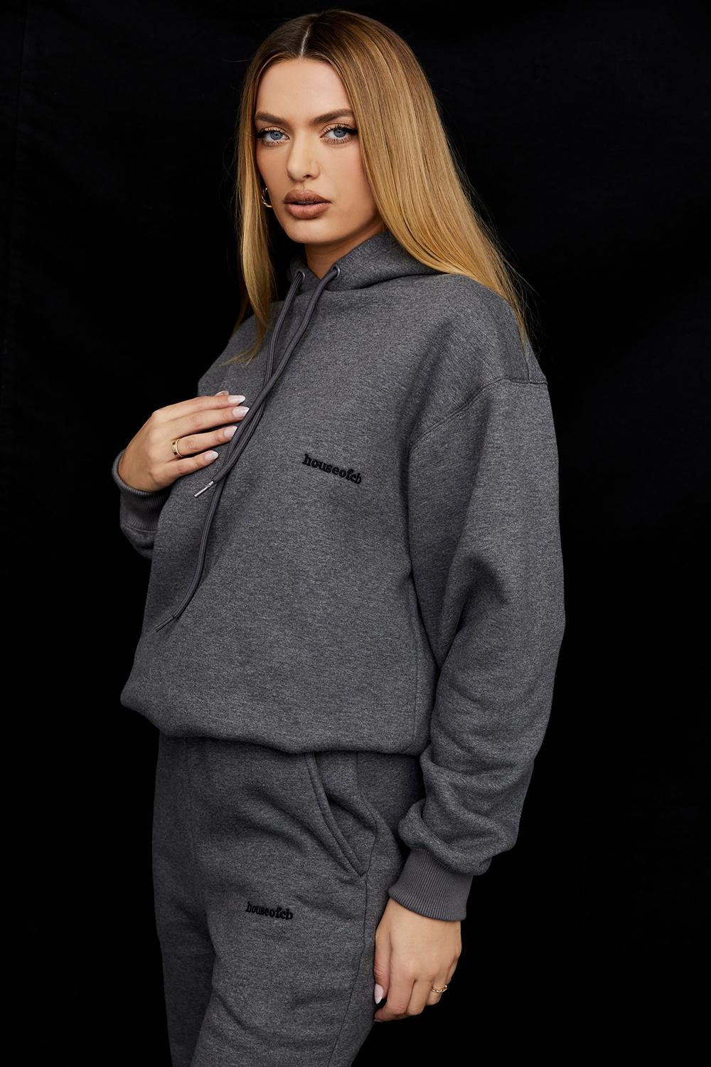 Halo  dark grey cotton fleece-back oversized hoodie Product Image