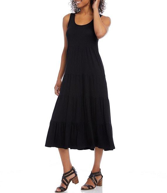 Karen Kane Scoop Neck Sleeveless Tiered Midi Dress Product Image