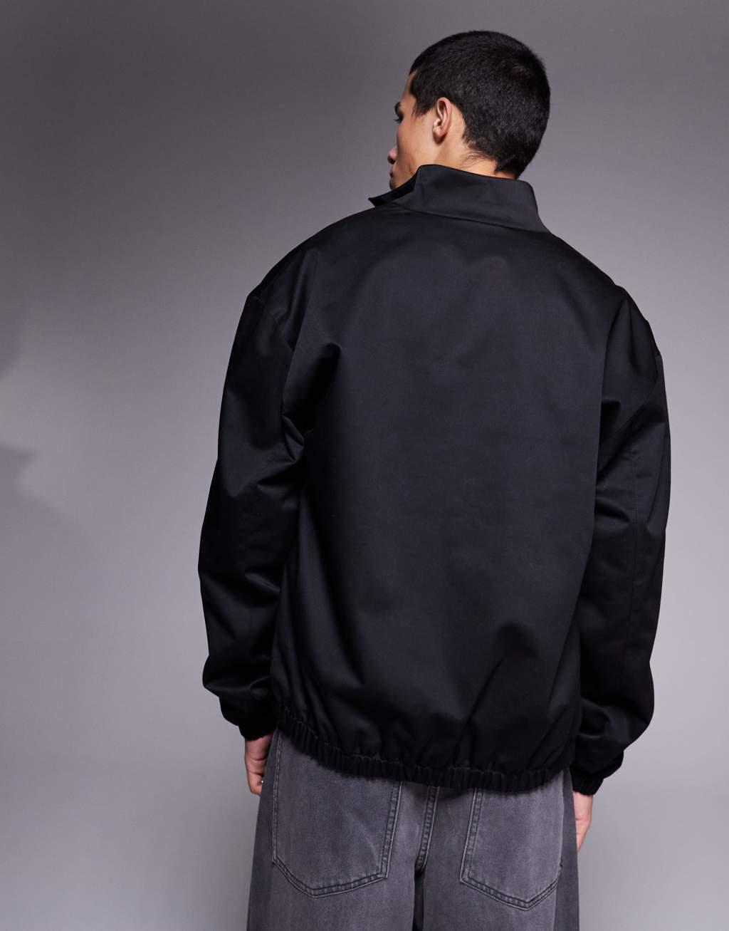 ASOS DESIGN oversized track jacket in black Product Image