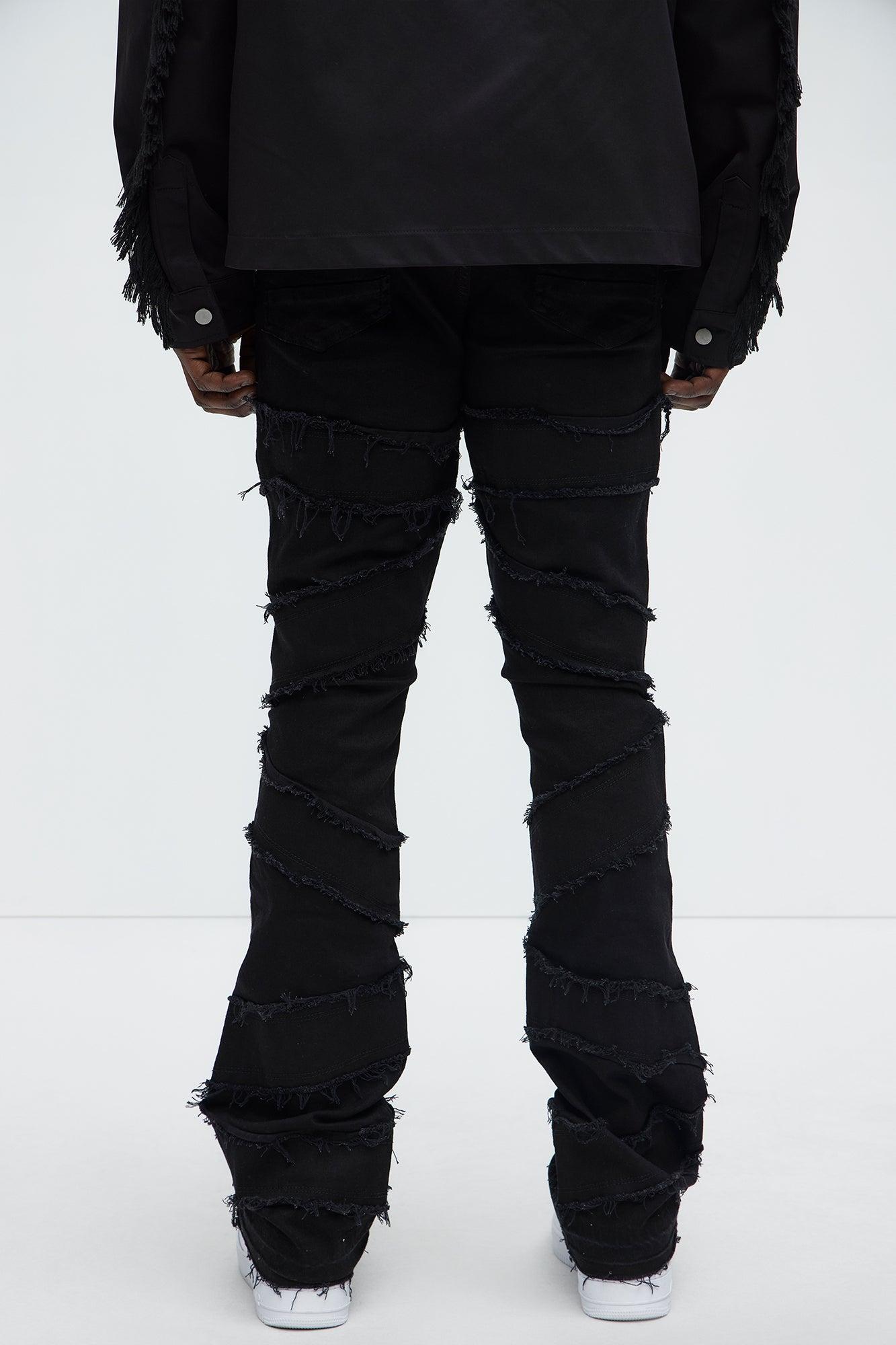 In All Ways Fray Stacked Skinny Flare Jeans - Black Product Image