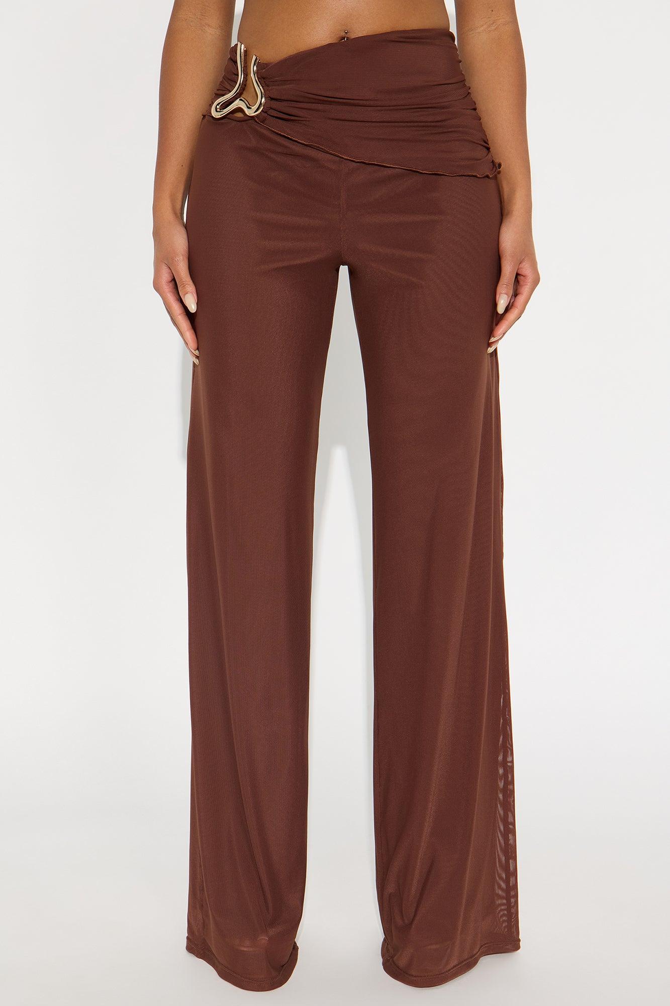 No Set Boundaries Mesh Wide Leg Pant - Brown Female Product Image