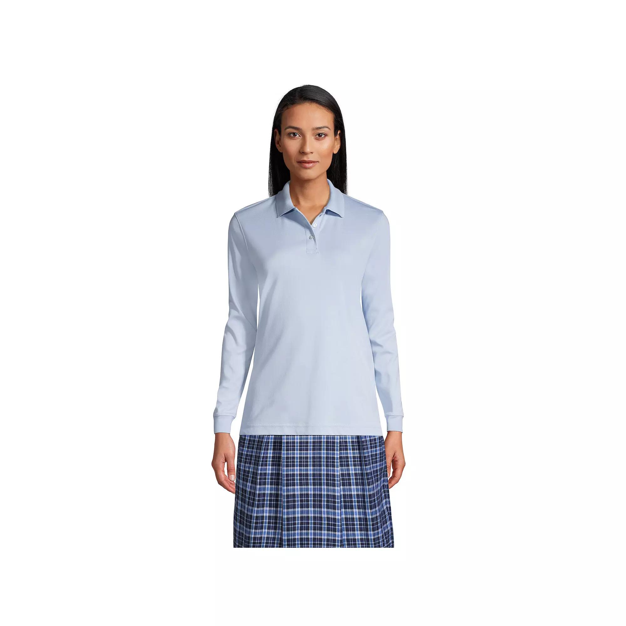 Women's Tall Lands' End School Uniform Long Sleeve Interlock Polo,  Product Image