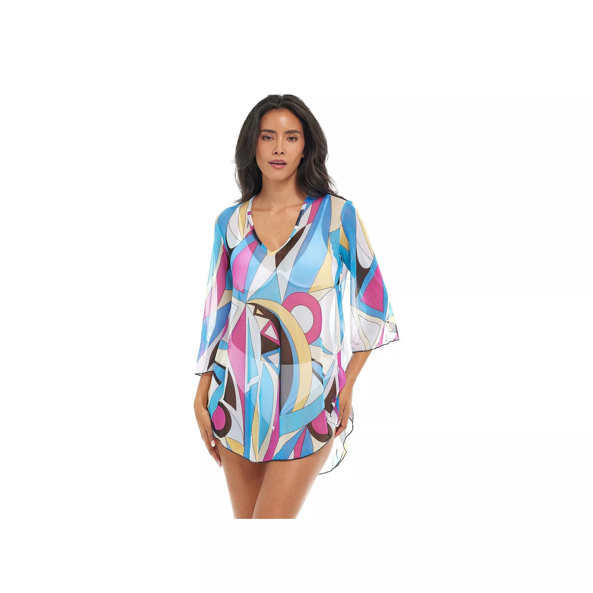 Women's Jordan Taylor Printed V-Neck Tunic Swim Cover Up,  Product Image