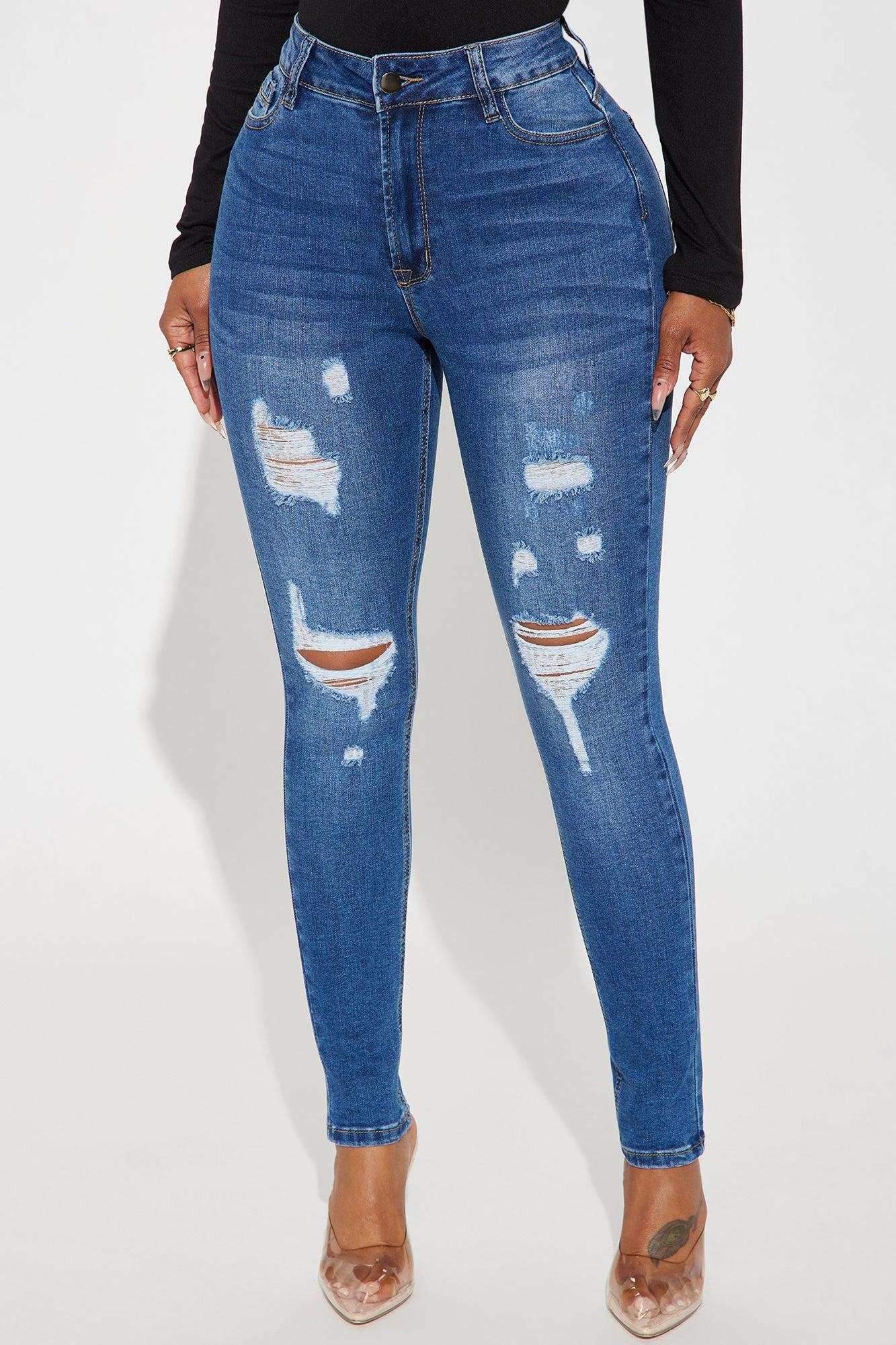 Bea Ripped Booty Lifter Skinny Jeans - Medium Wash Product Image
